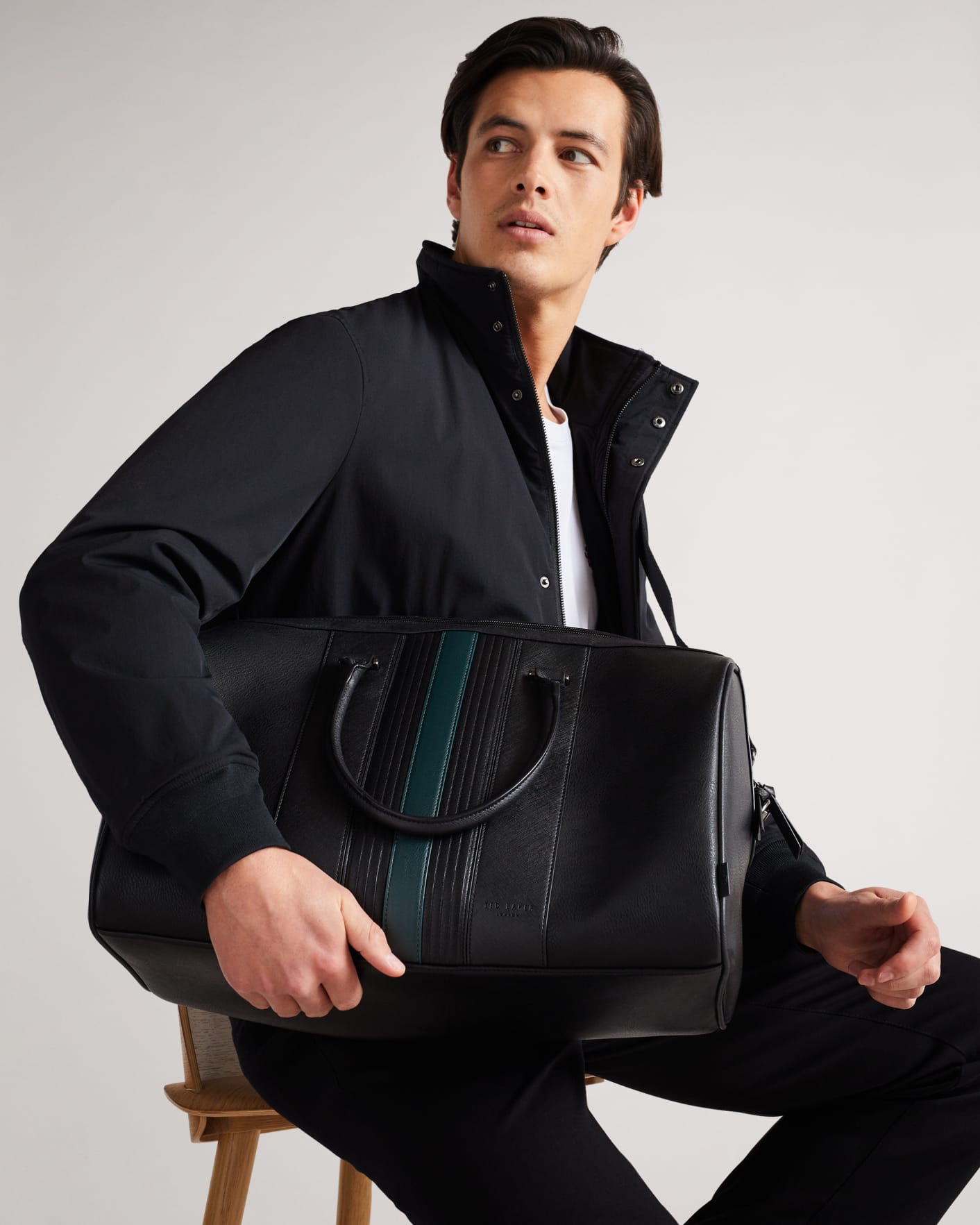 Black Striped PU Holdall Ted Baker