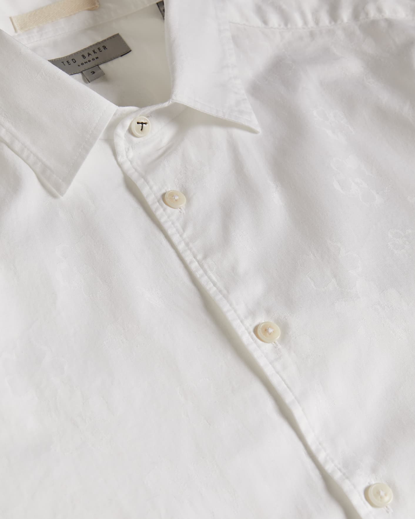 White LS Floral Jacquard Shirt Ted Baker