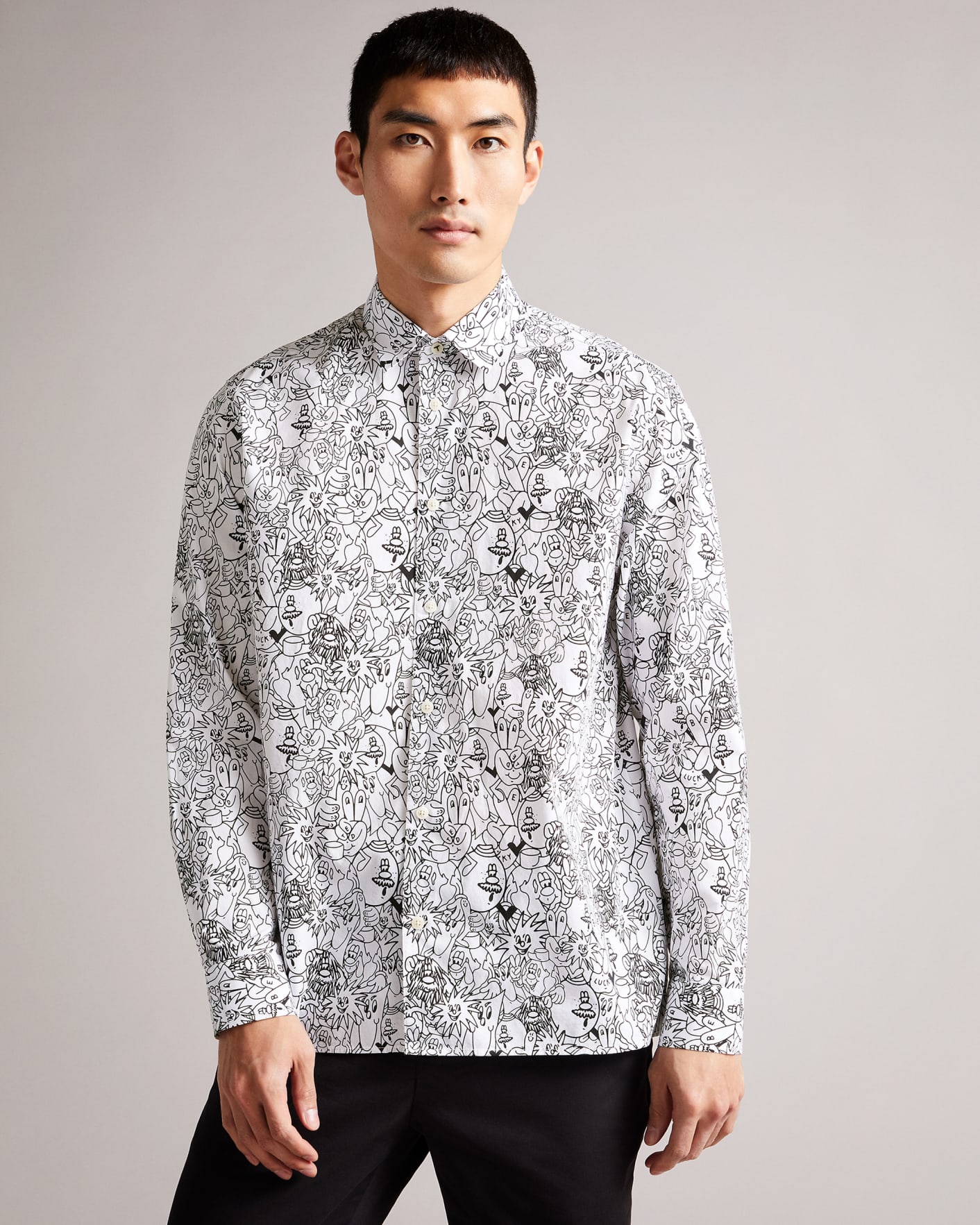 White All Over Character Print Shirt Ted Baker