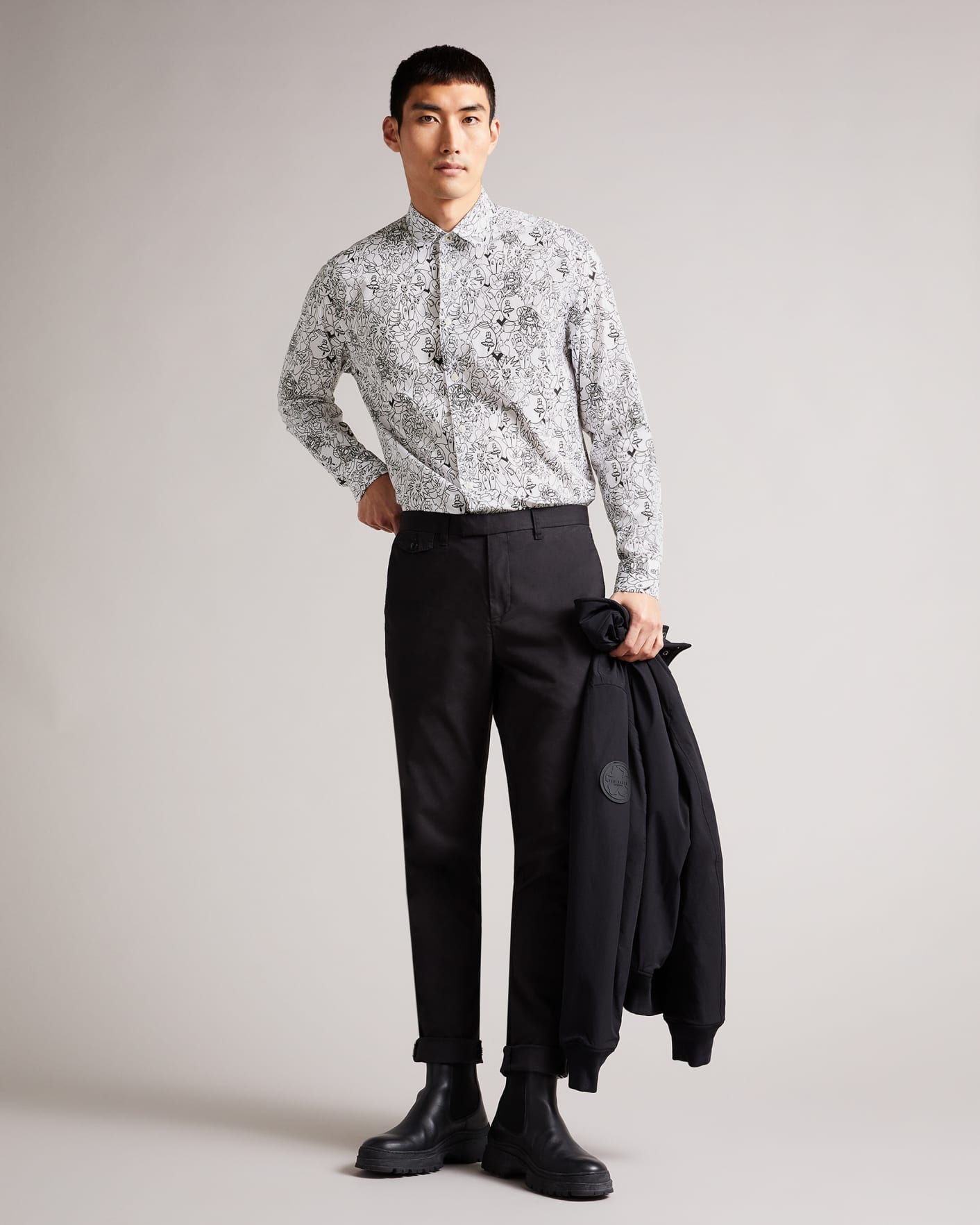 White All Over Character Print Shirt Ted Baker