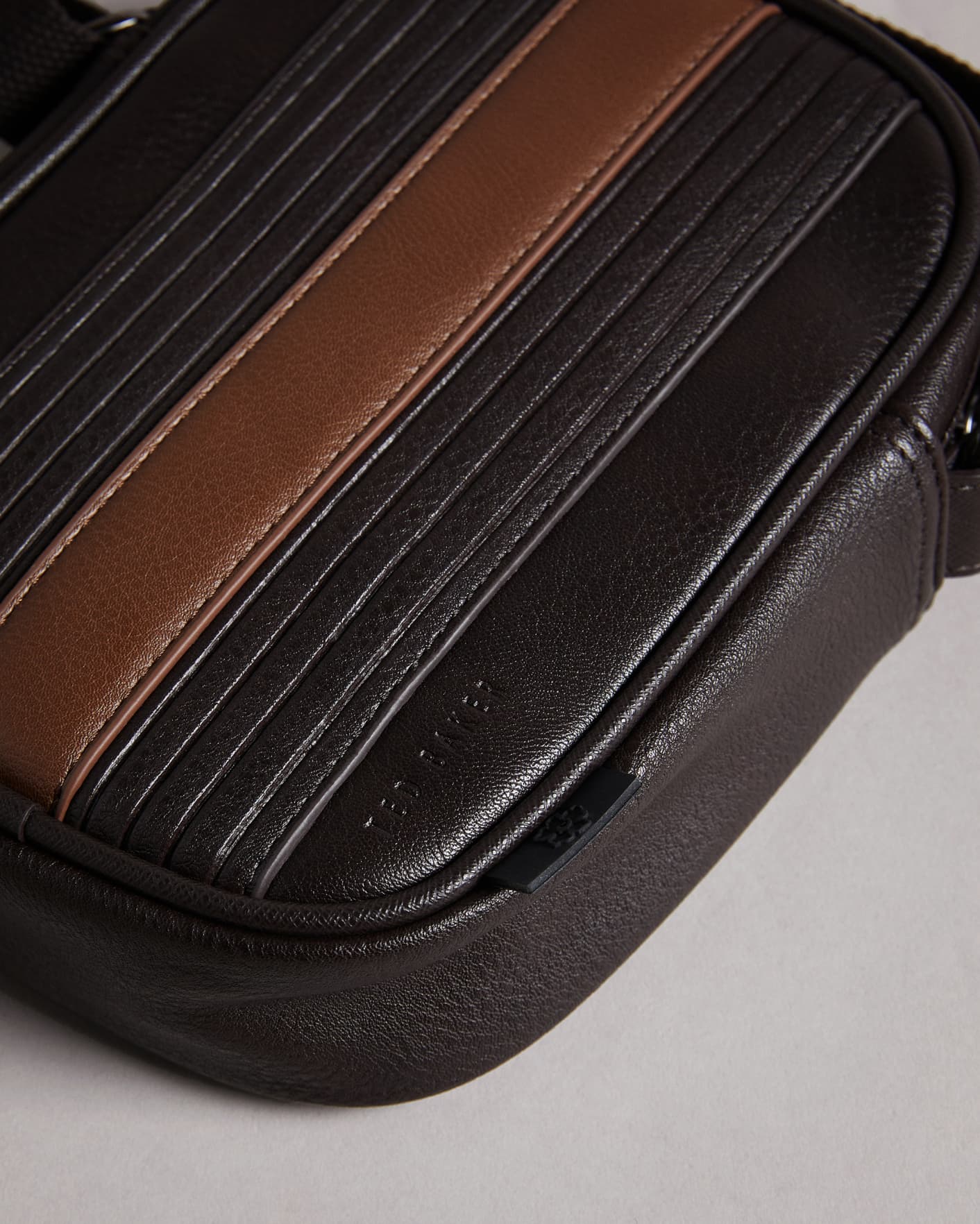 Brown-Chocolate Striped PU Flight Bag Ted Baker