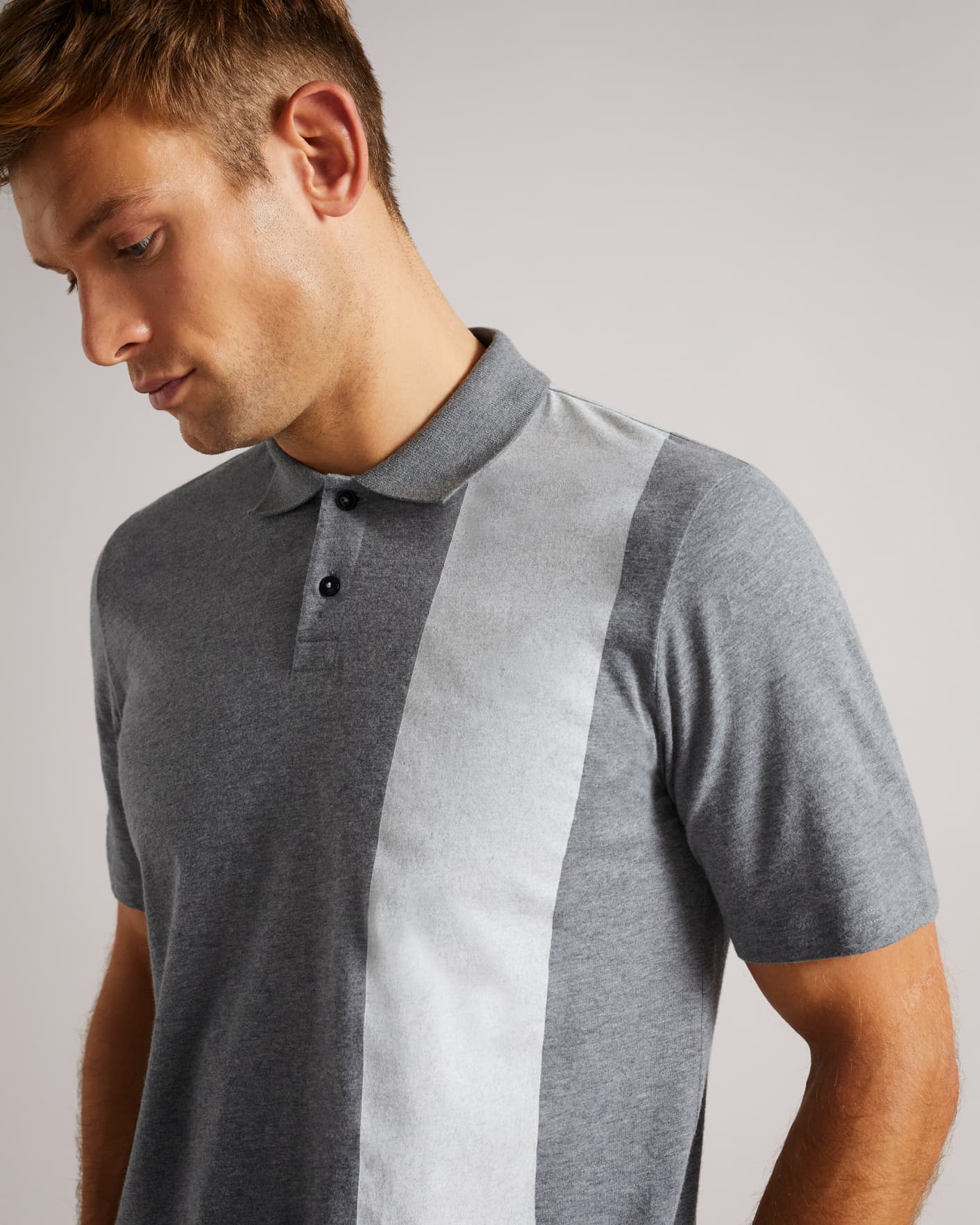 Grey-Marl 'T' print Polo Shirt Ted Baker