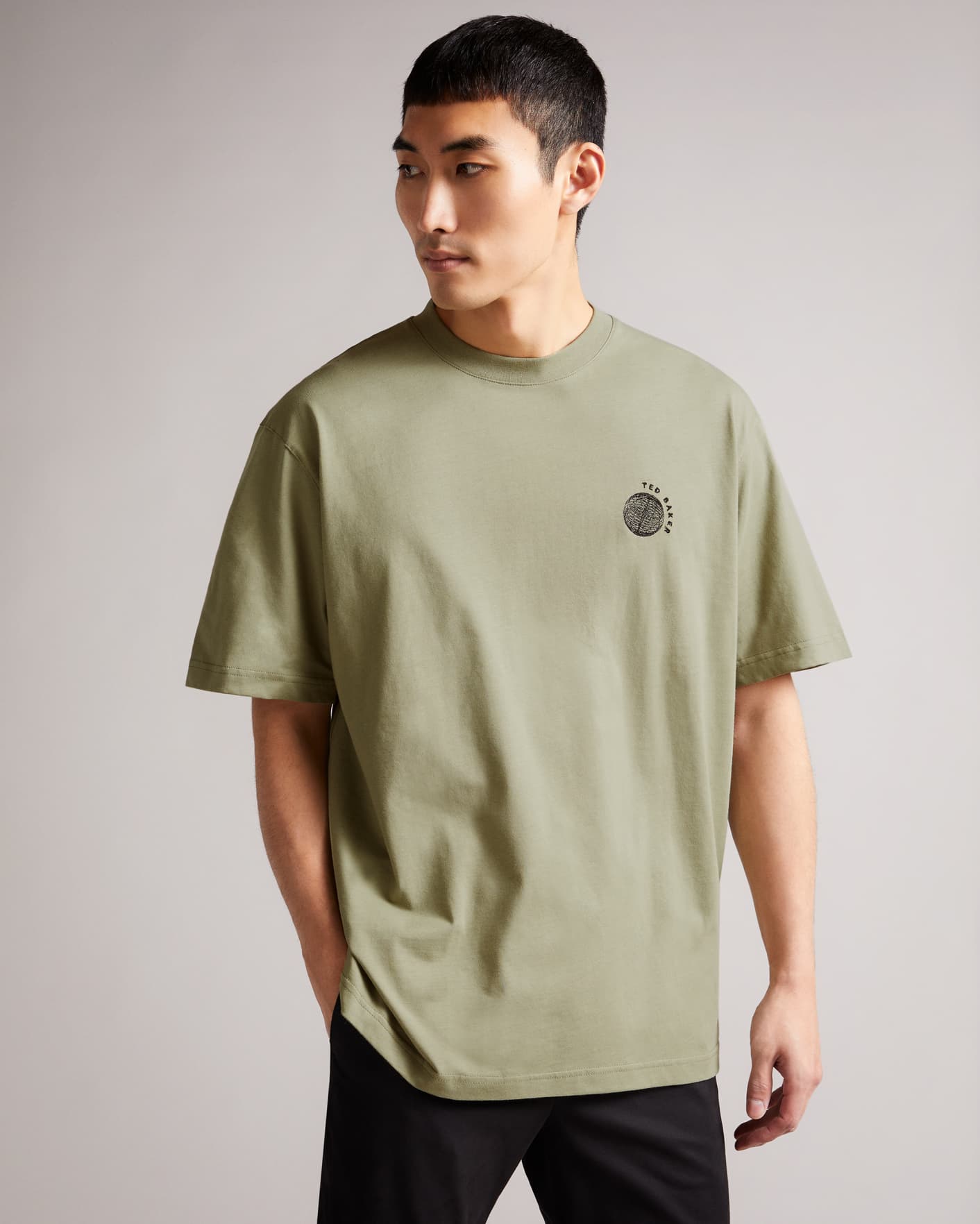 Pale Green SS heavy weight relaxed fit Graphic T-Shirt Ted Baker