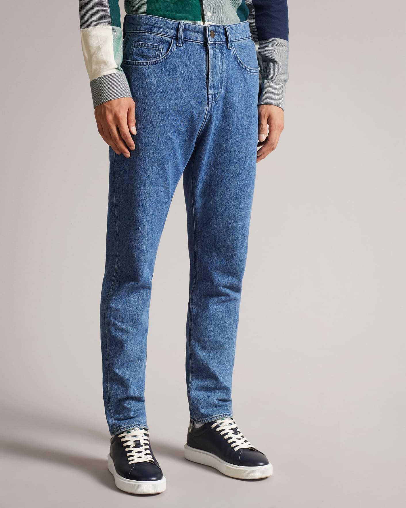 Medium Blue Straight Leg Denim Jeans Ted Baker