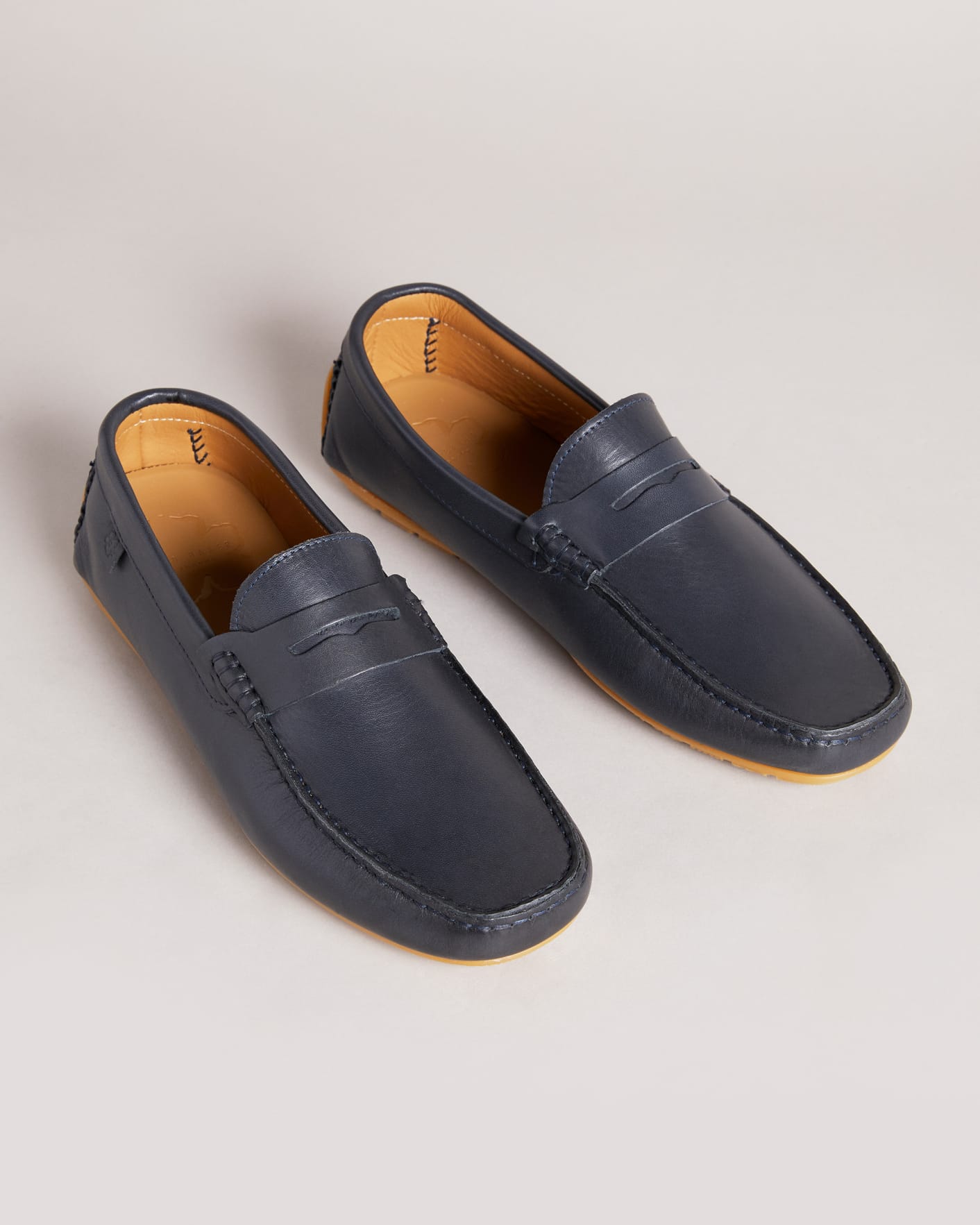 Navy Leather Saddle Driving Shoes Ted Baker