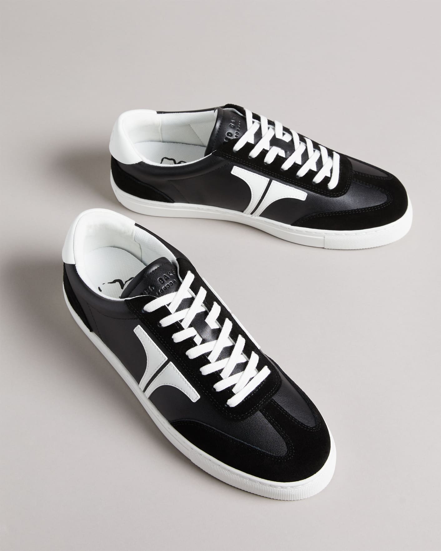 Black Retro Suede Leather Mix Sneaker Ted Baker