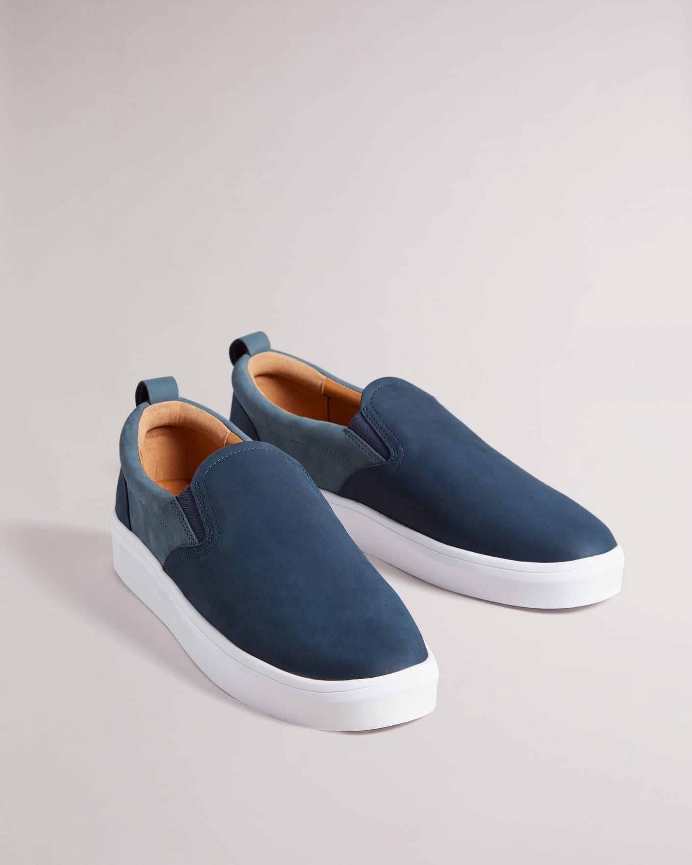 Navy Nubuck Casual Elastic Trainers Ted Baker