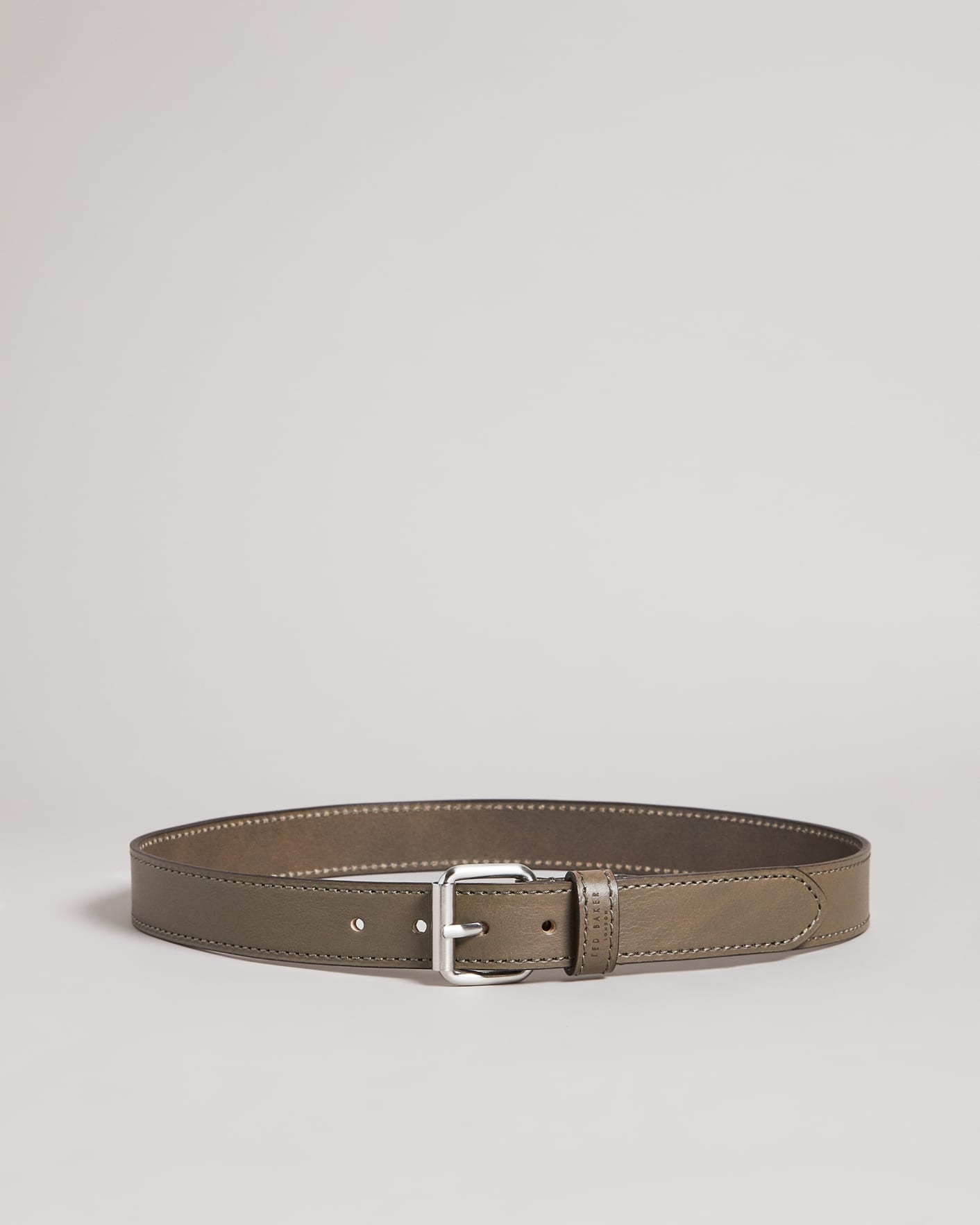 Grey Stitched Leather Belt Ted Baker