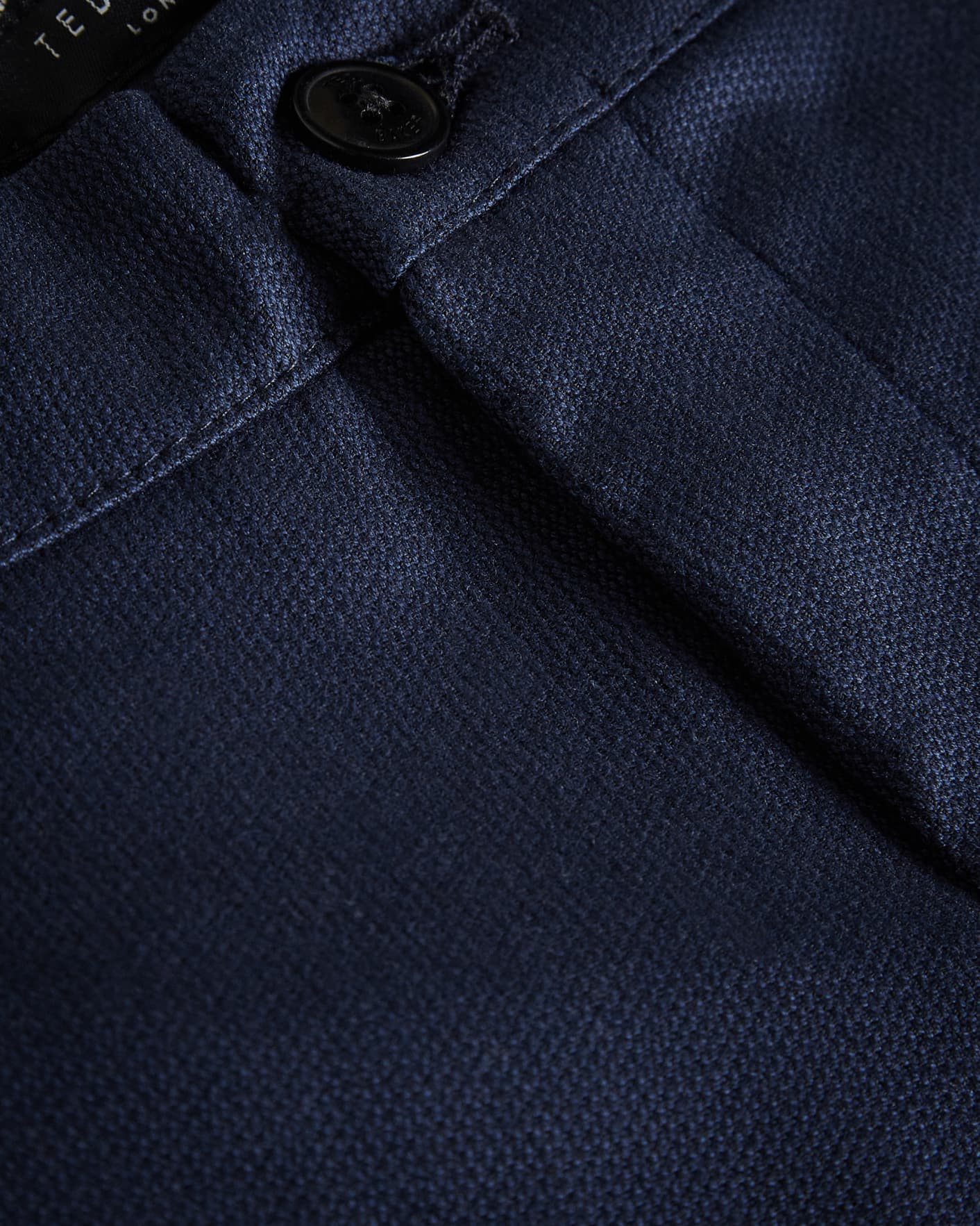 Azul Marino Pantalón Textura Regular Fit Ted Baker