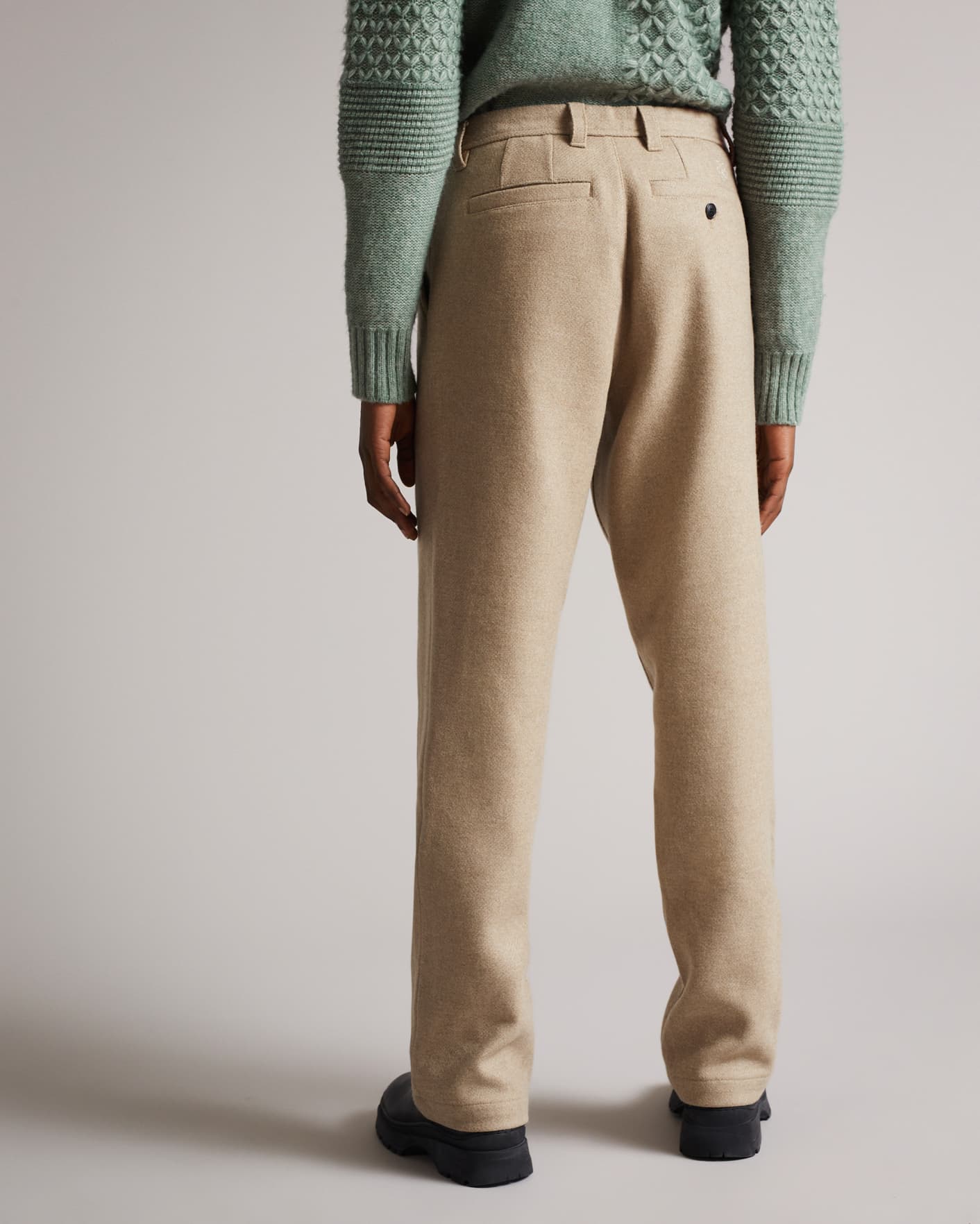 Taupe Straight leg wool blend trouser Ted Baker