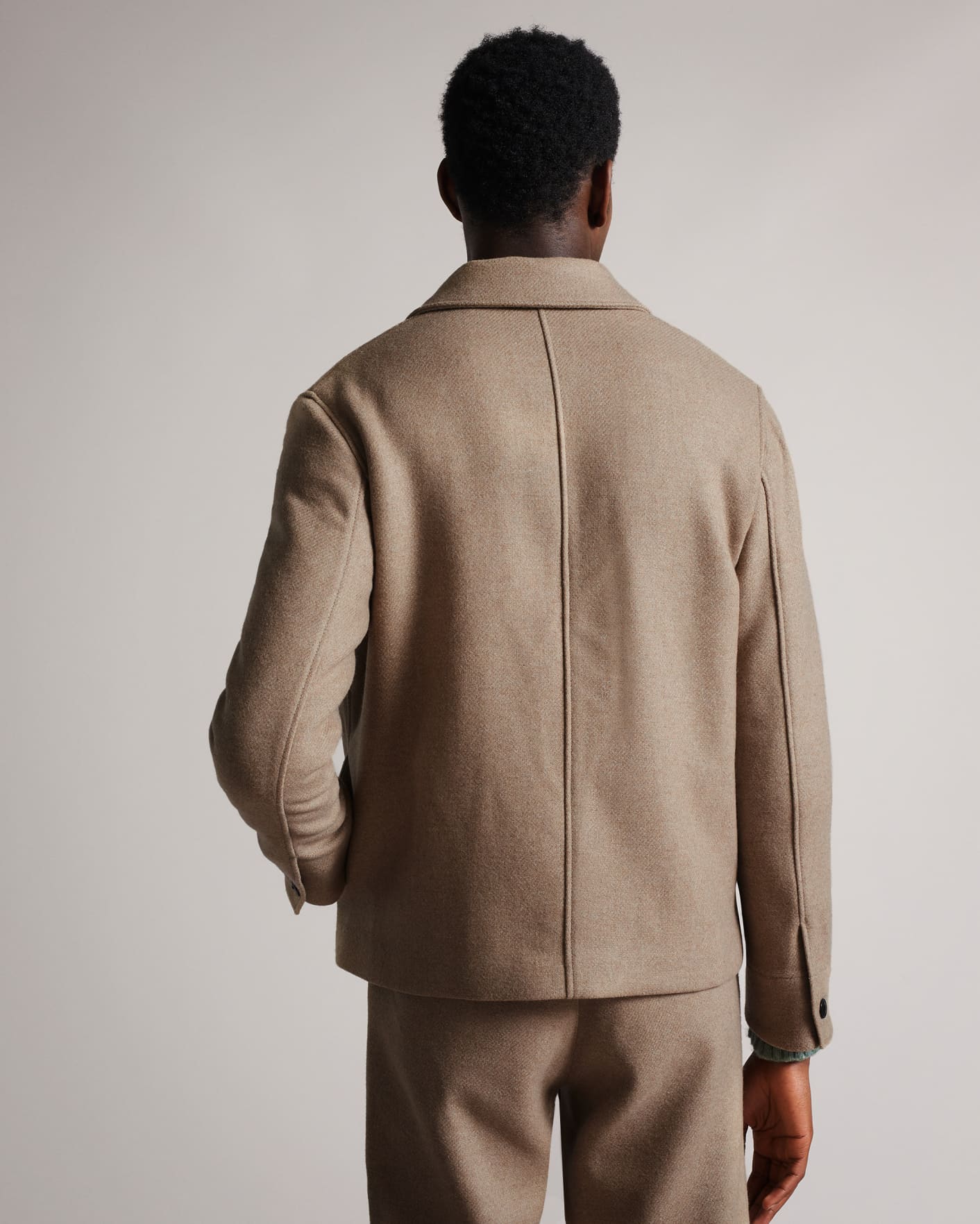 Taupe Heavyweight Wool Jacket Ted Baker