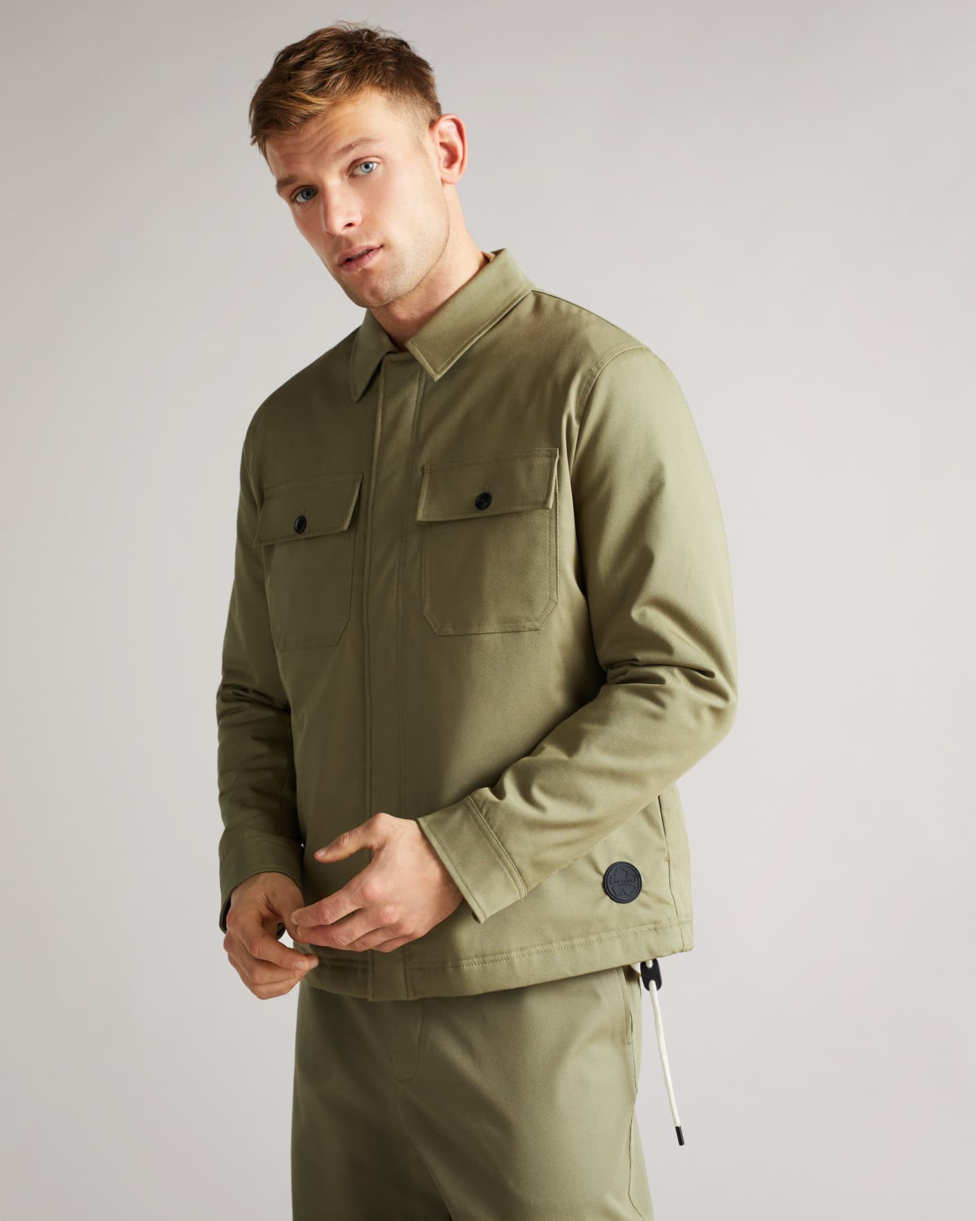 Pale Green Cavalry Twill Wadded Jacket Ted Baker