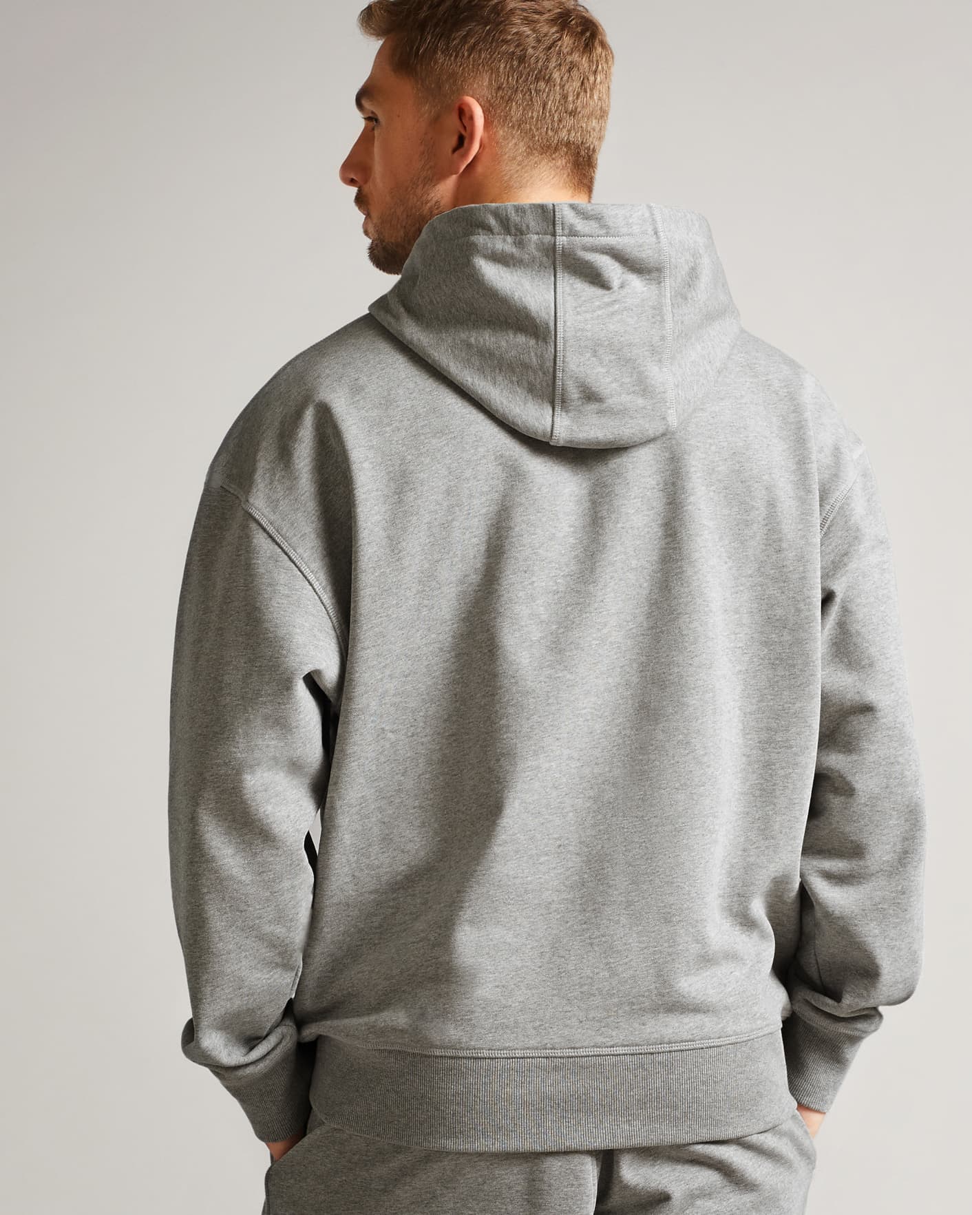 Grey-Marl Relaxed Fit Hoodie Ted Baker