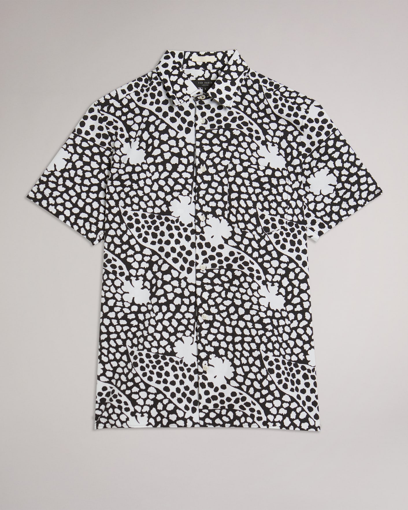 Black Short Sleeve Spot Mash Up Geometric Shirt Ted Baker
