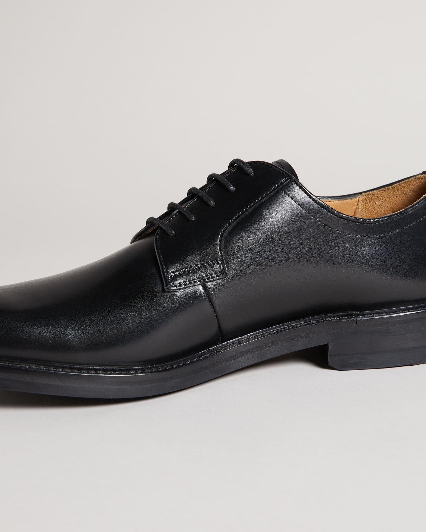 Black Leather Lace-Up Derby Ted Baker