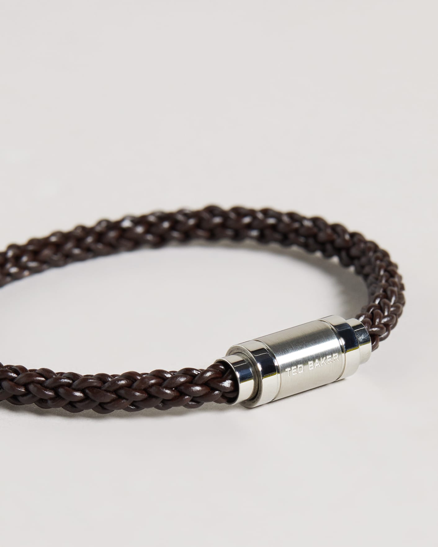 Brown-Chocolate Leather Woven Bracelet Ted Baker