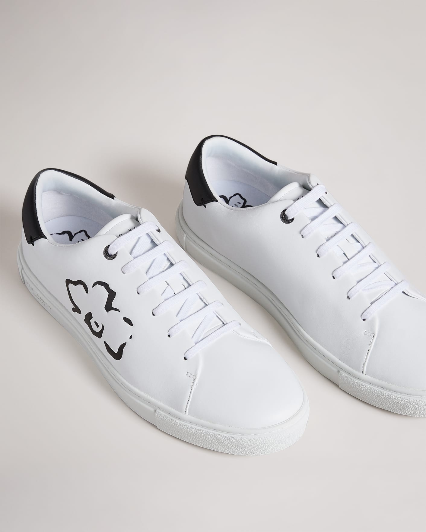 White Flower Printed Cupsole Trainers Ted Baker