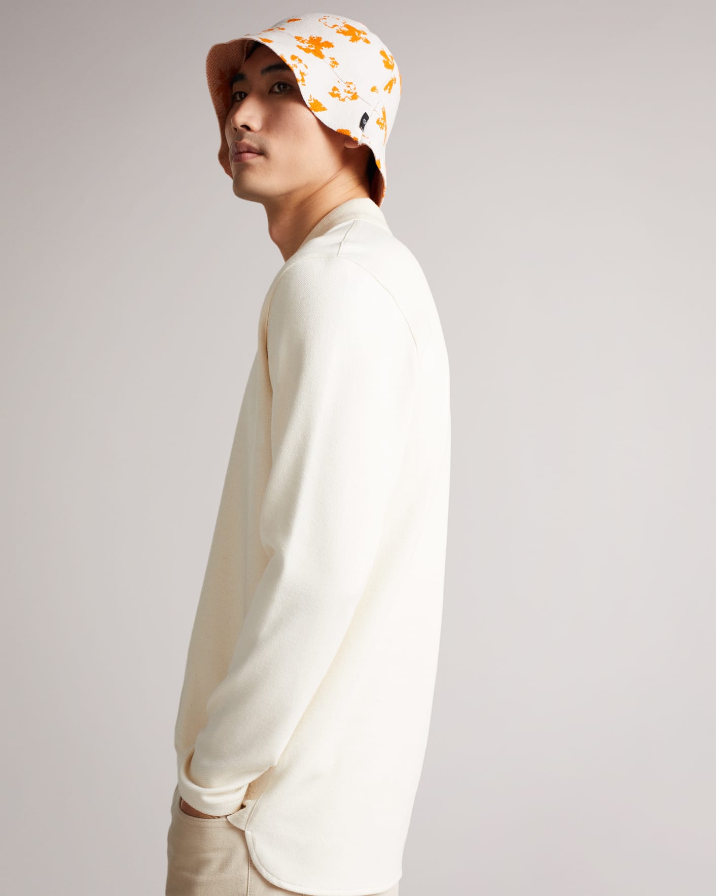 Natural All-over flower Knitted Bucket Hat Ted Baker