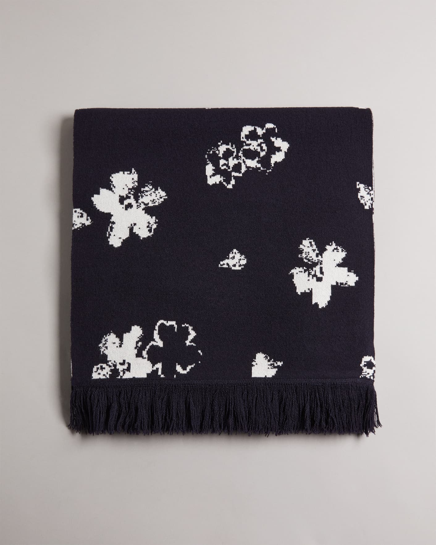 Dark Navy Floral Knitted Scarf Ted Baker