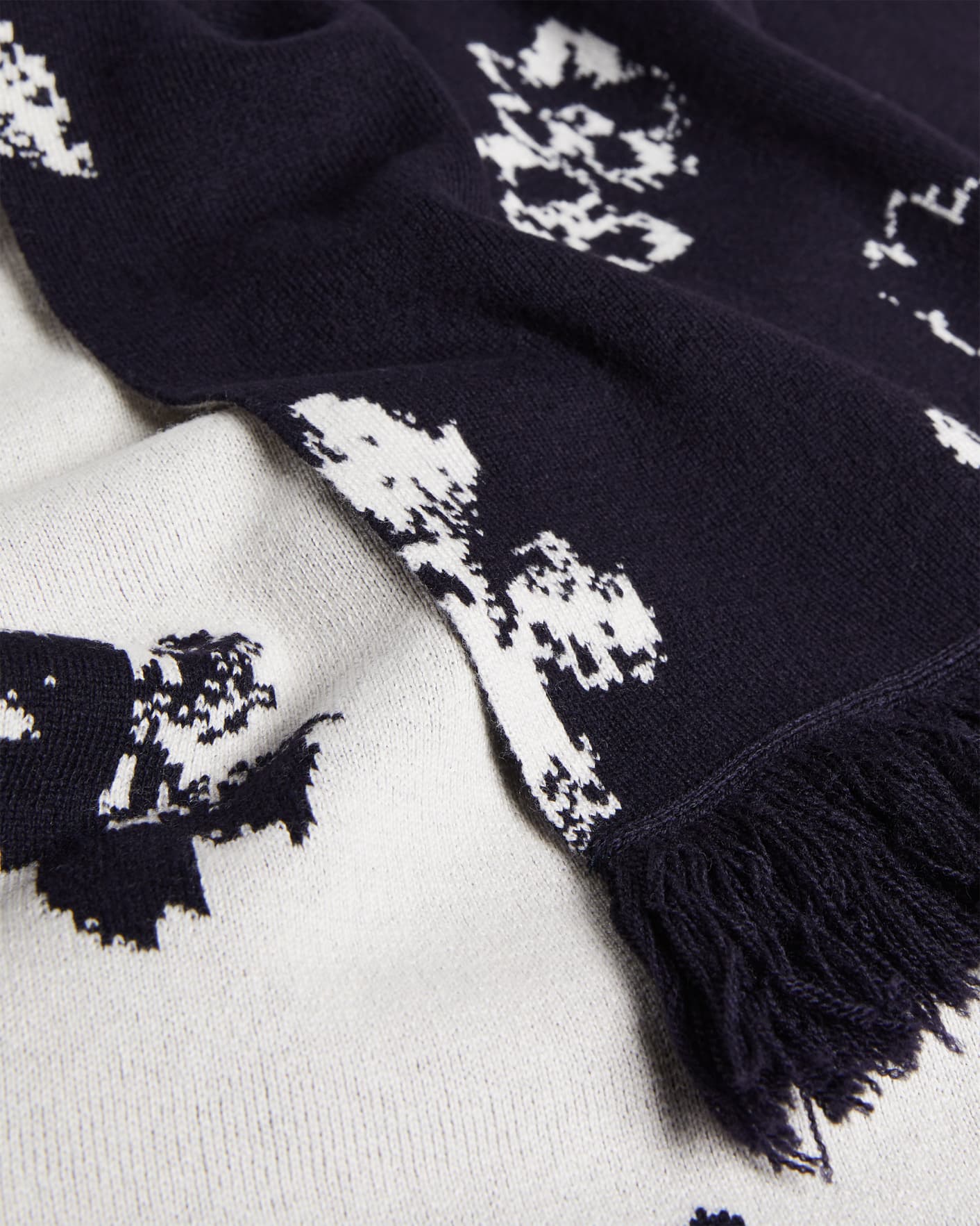 Dark Navy Floral Knitted Scarf Ted Baker