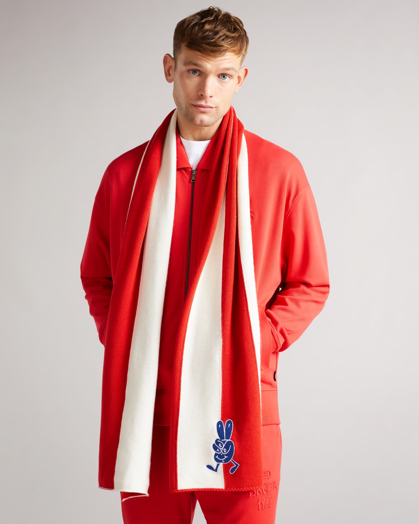 Red Striped Knitted Scarf Ted Baker