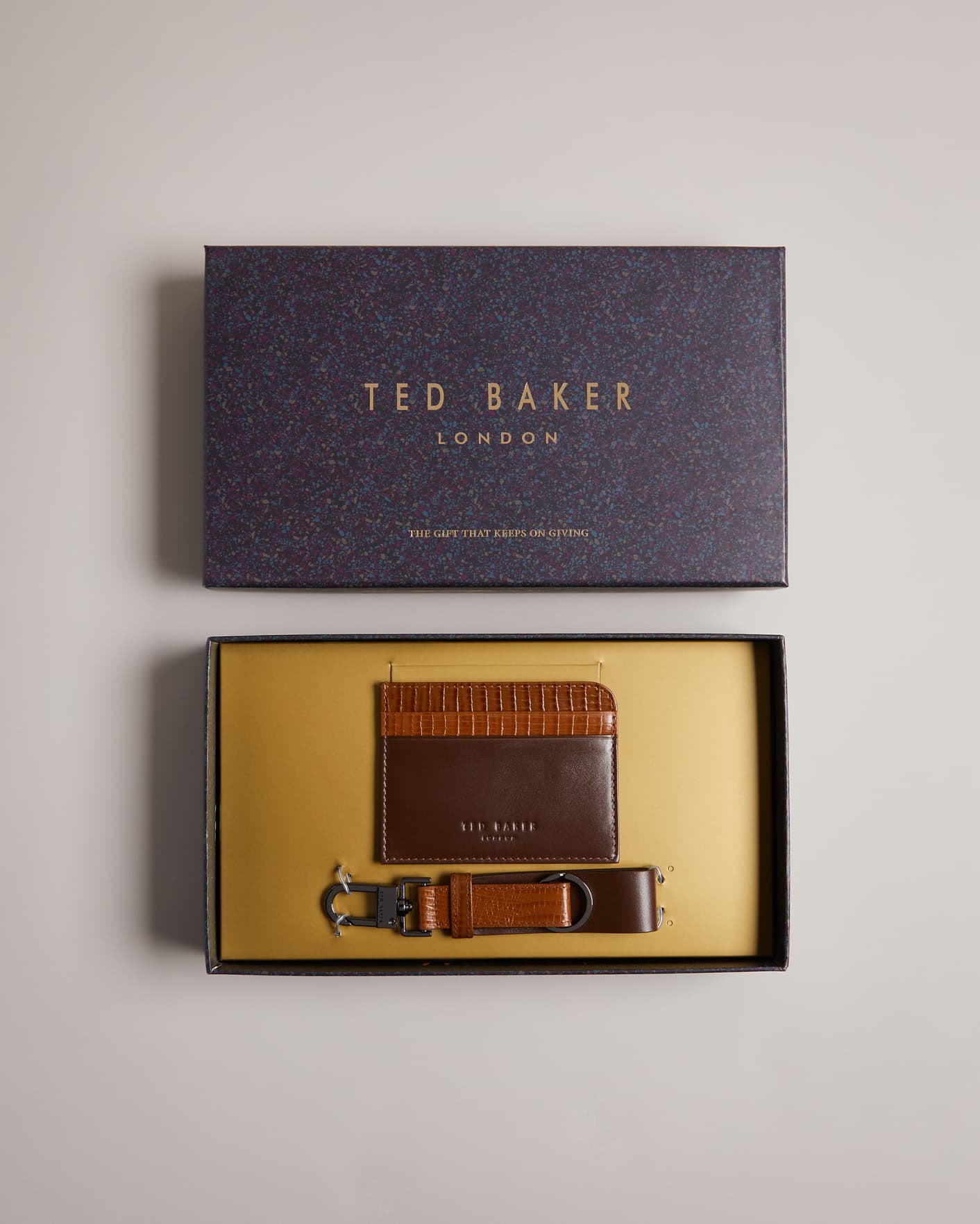 Brown-Chocolate Cardholder And Keyring Set Ted Baker