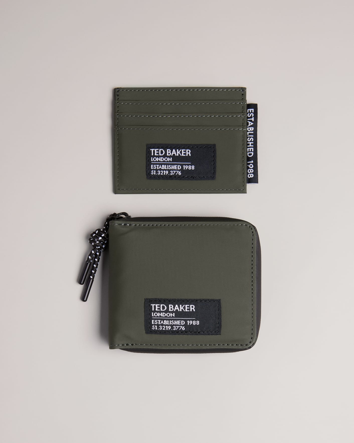 Olive Rubberised Wallet And Cardholder Giftset Ted Baker