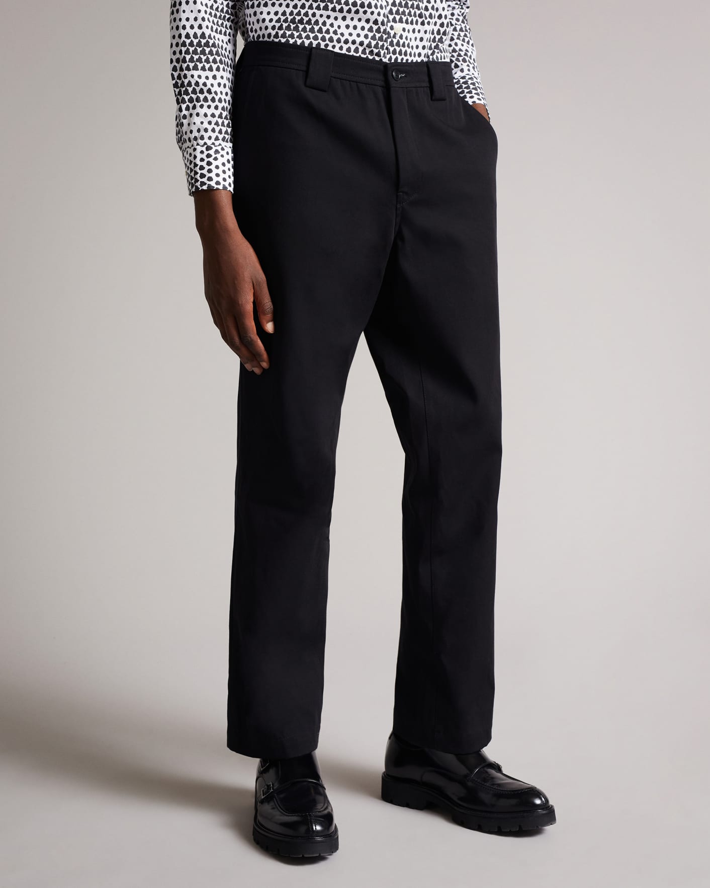 Black LEYDEN Fit Heavy Twill Trousers Ted Baker