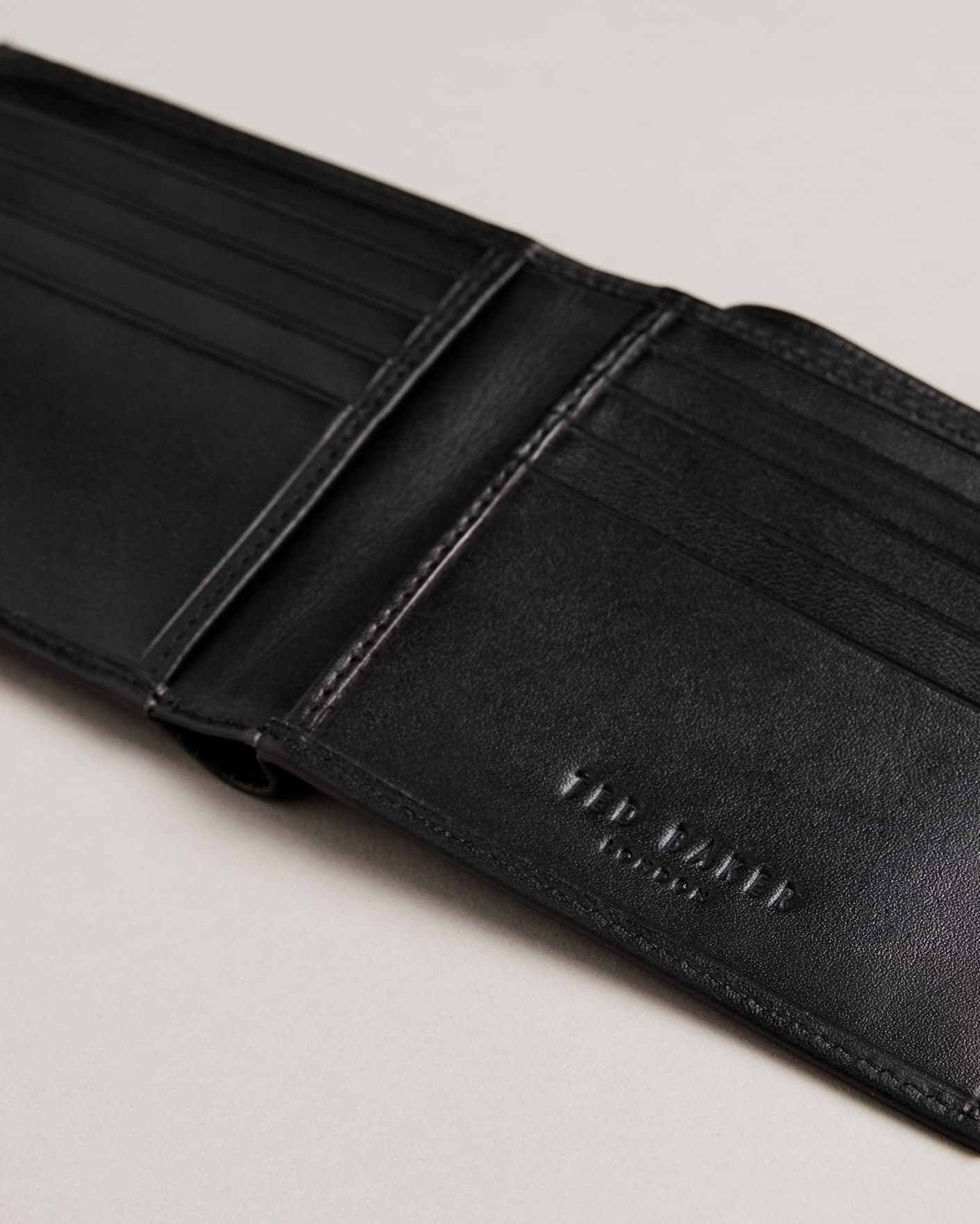 Black T Leather Bifold Wallet Ted Baker