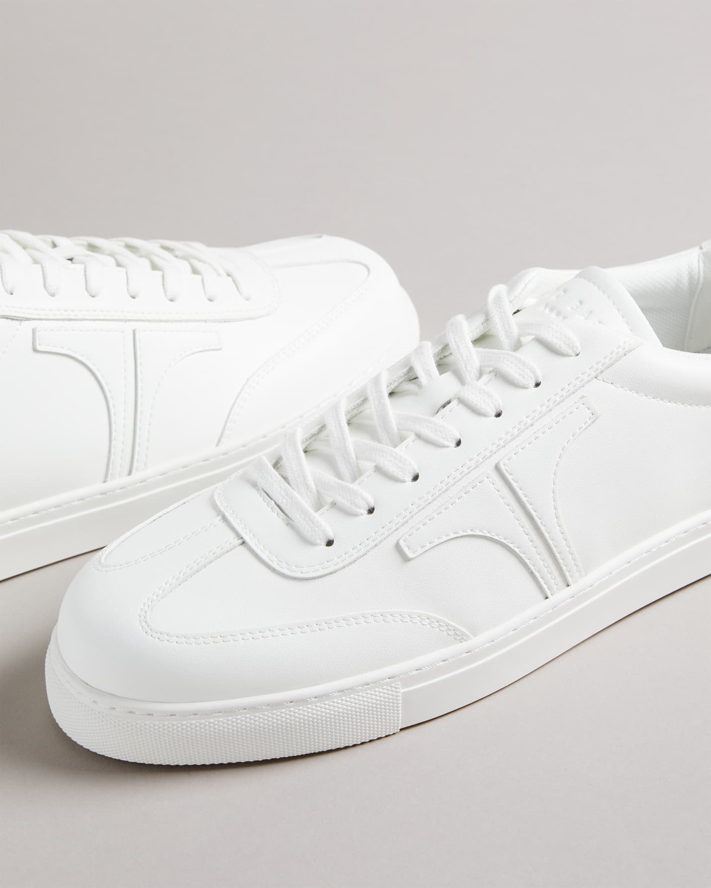White Retro Leather Trainers Ted Baker