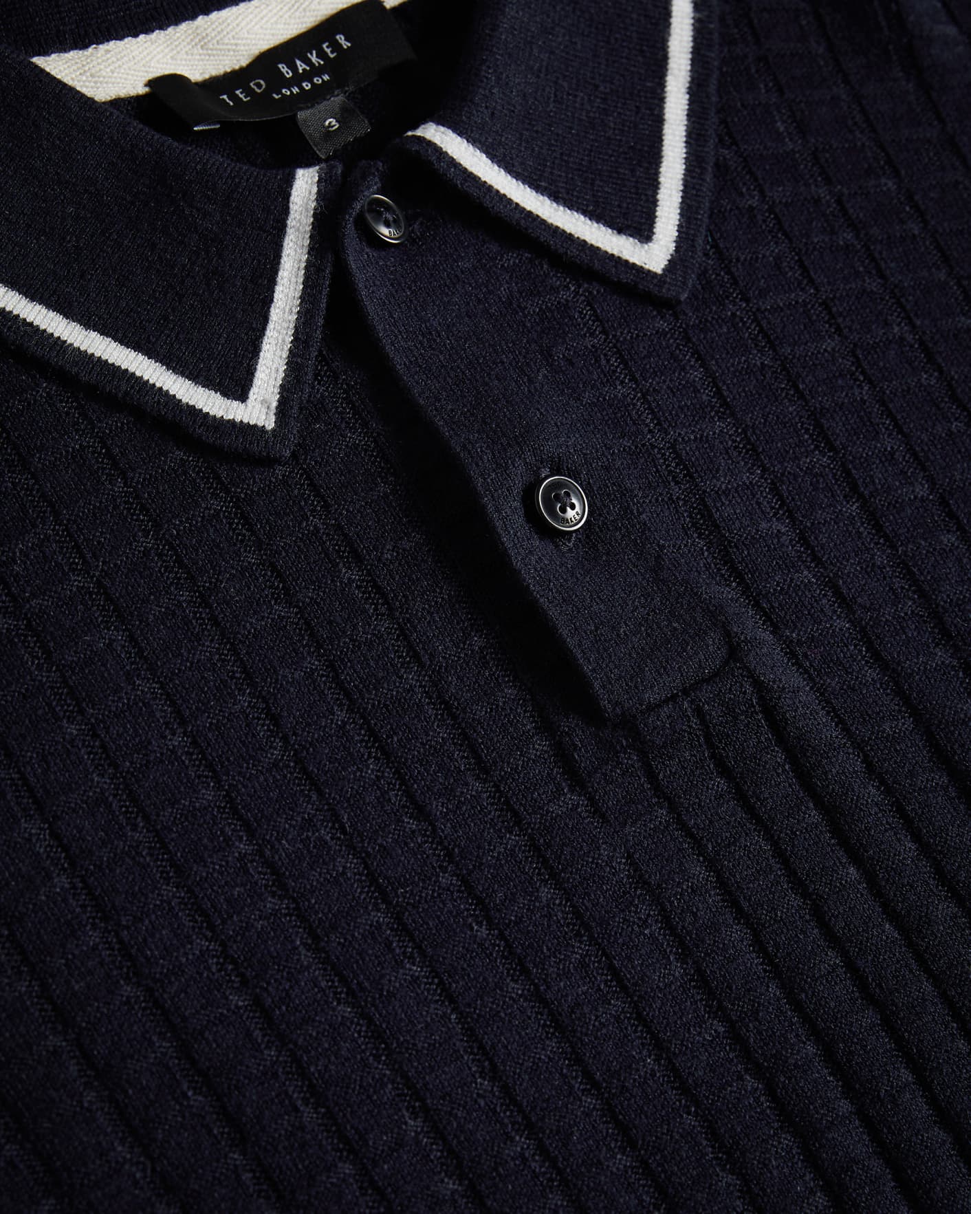 Navy Knitted Stitch Polo Shirt Ted Baker
