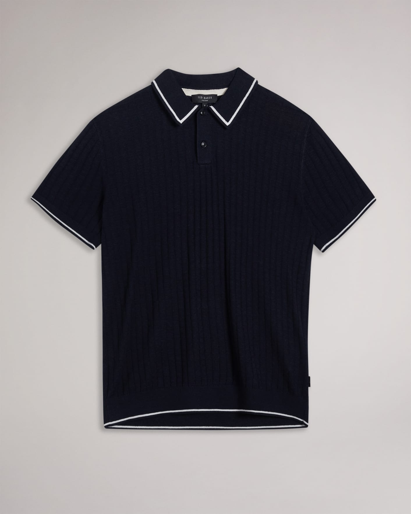 Navy Knitted Stitch Polo Shirt Ted Baker