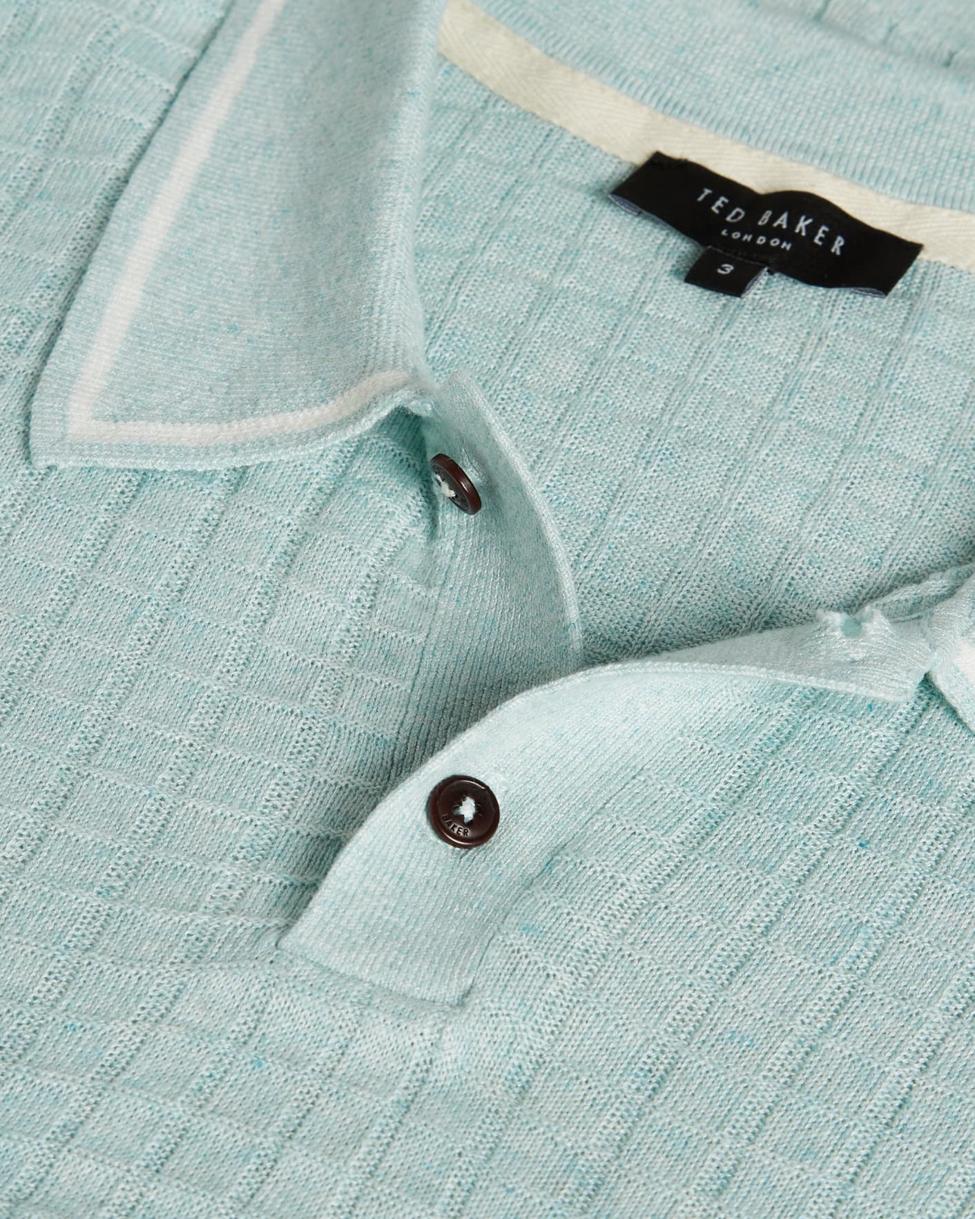 Sky Blue Knitted Stitch Polo Shirt Ted Baker