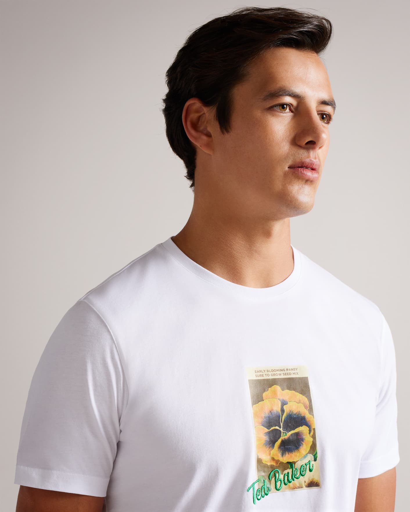 White Short Sleeve Flower Graphic T-shirt Ted Baker