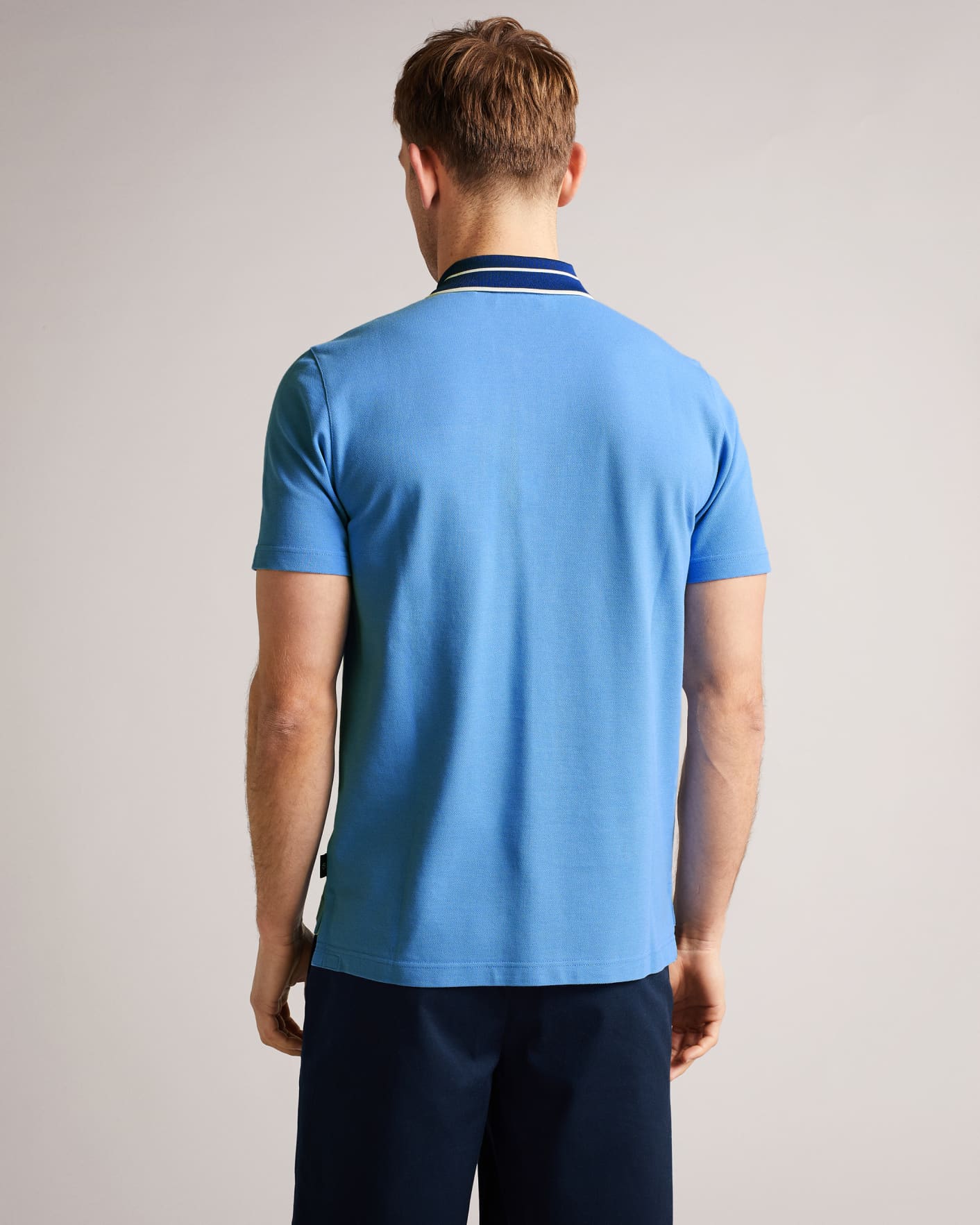 Blue Short Sleeve Pique Polo Shirt Ted Baker