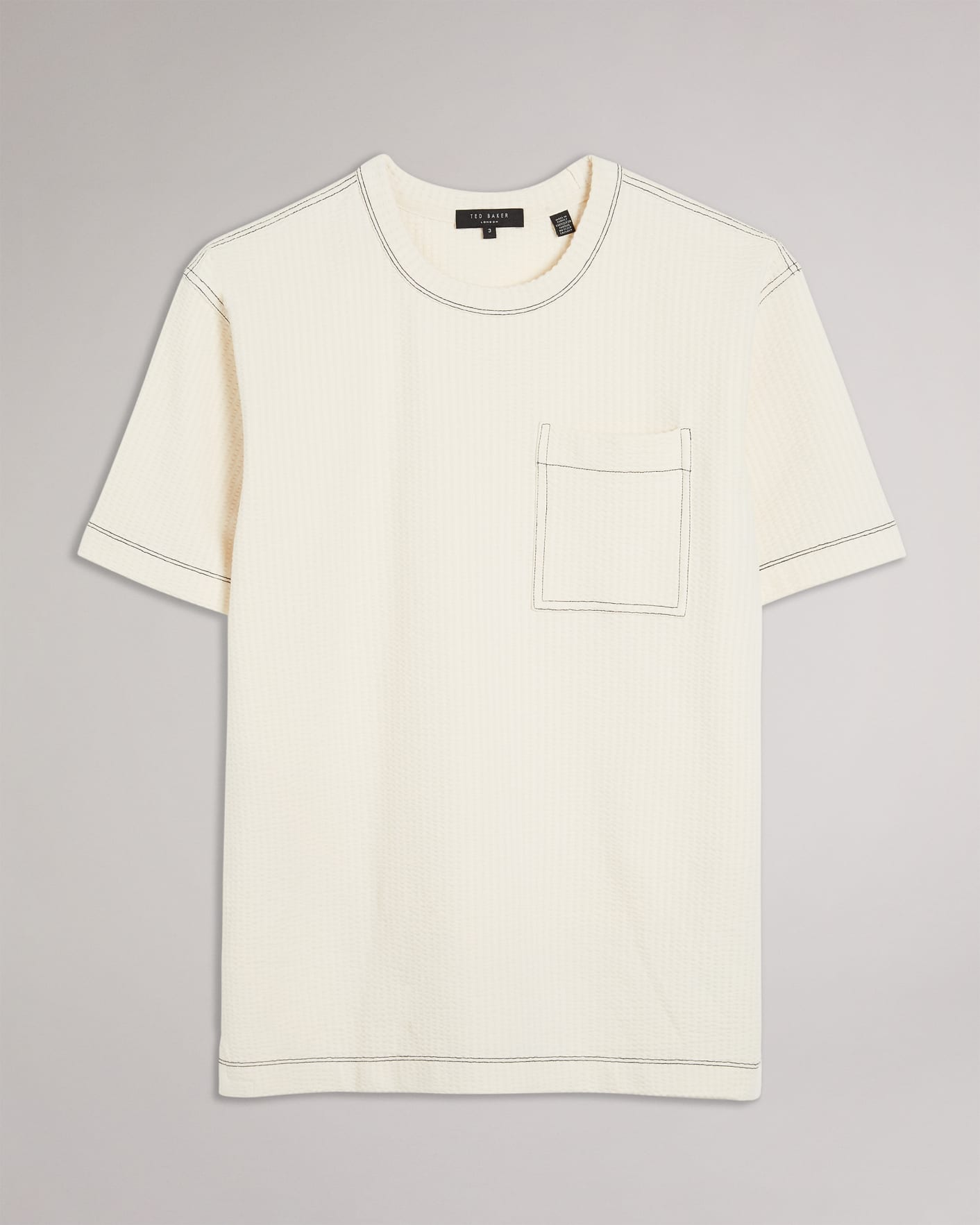 Ecru Short Sleeve Textured T Shirt Ted Baker