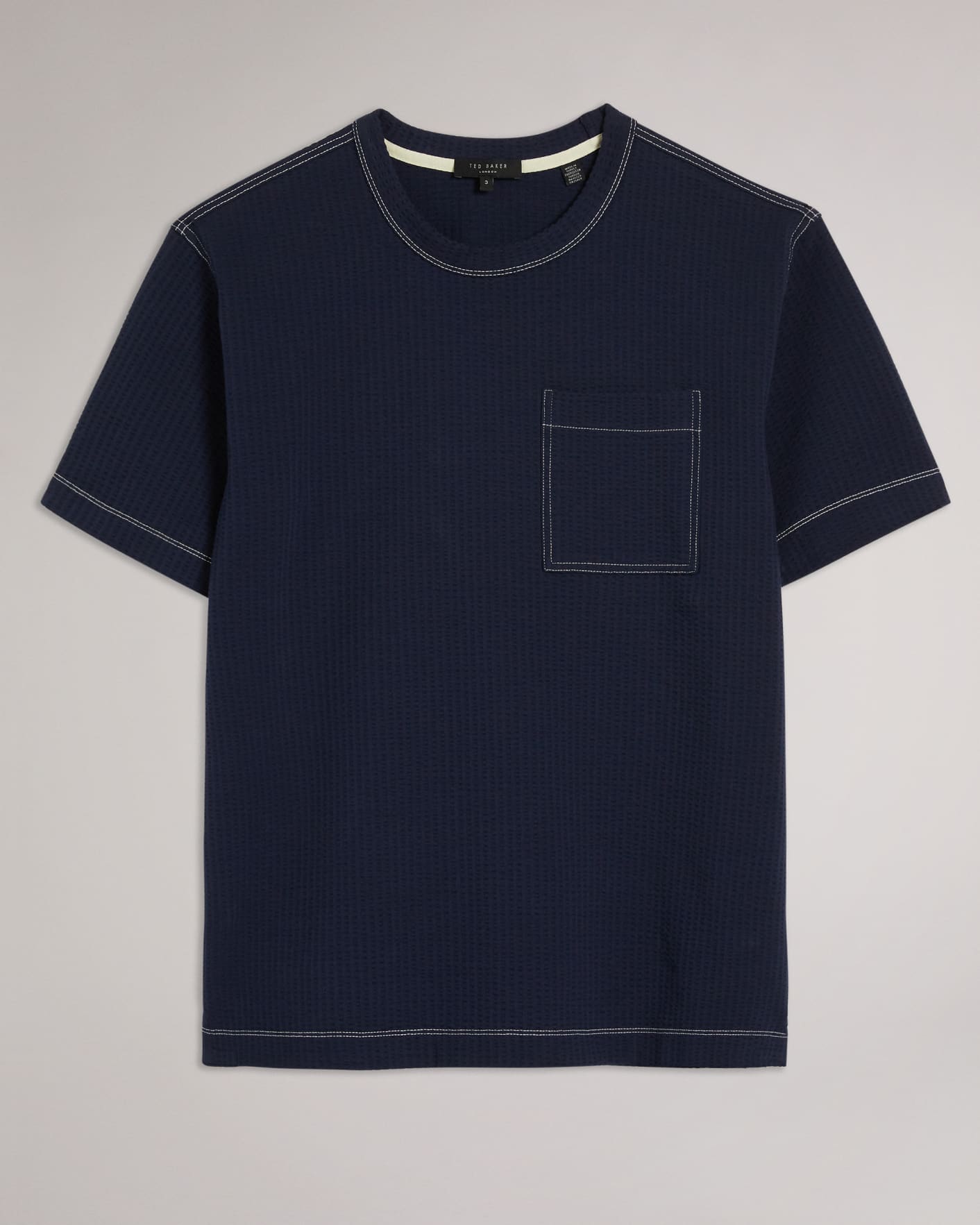 Navy Short Sleeve Textured T Shirt Ted Baker