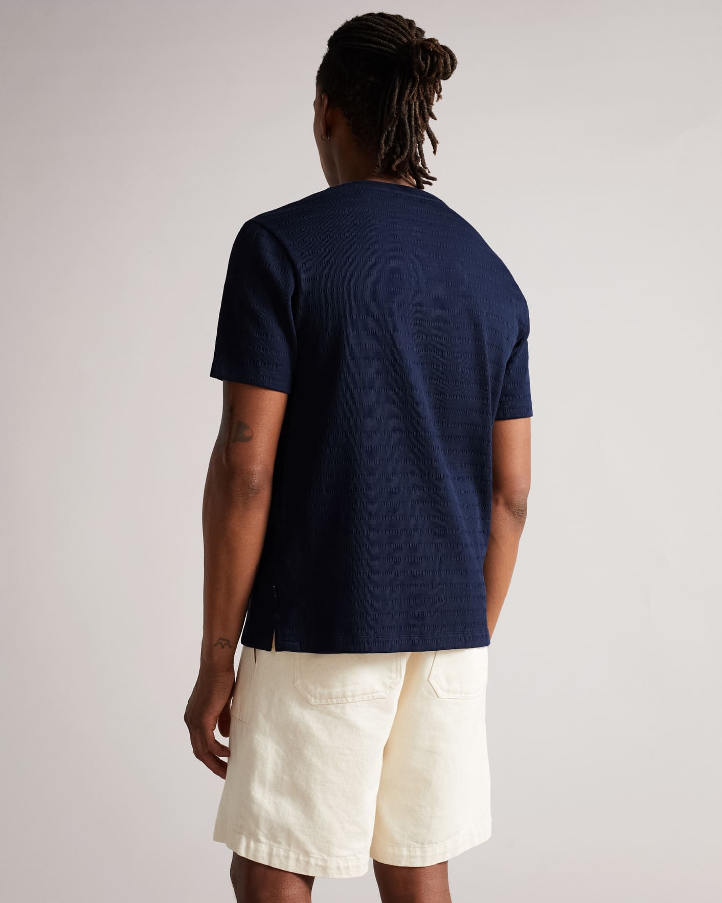 Navy Short Sleeve Stripe Jacquard T Shirt Ted Baker