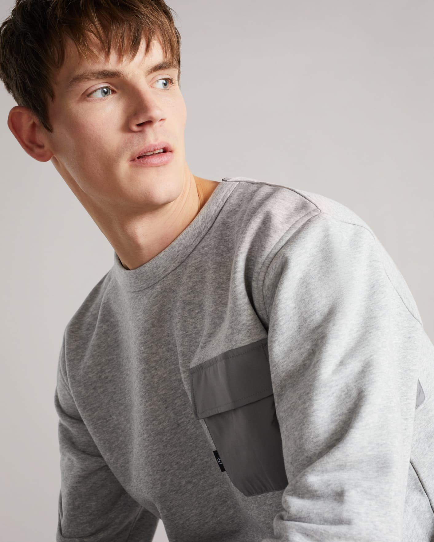Grey-Marl Sweatshirt With Pocket Ted Baker
