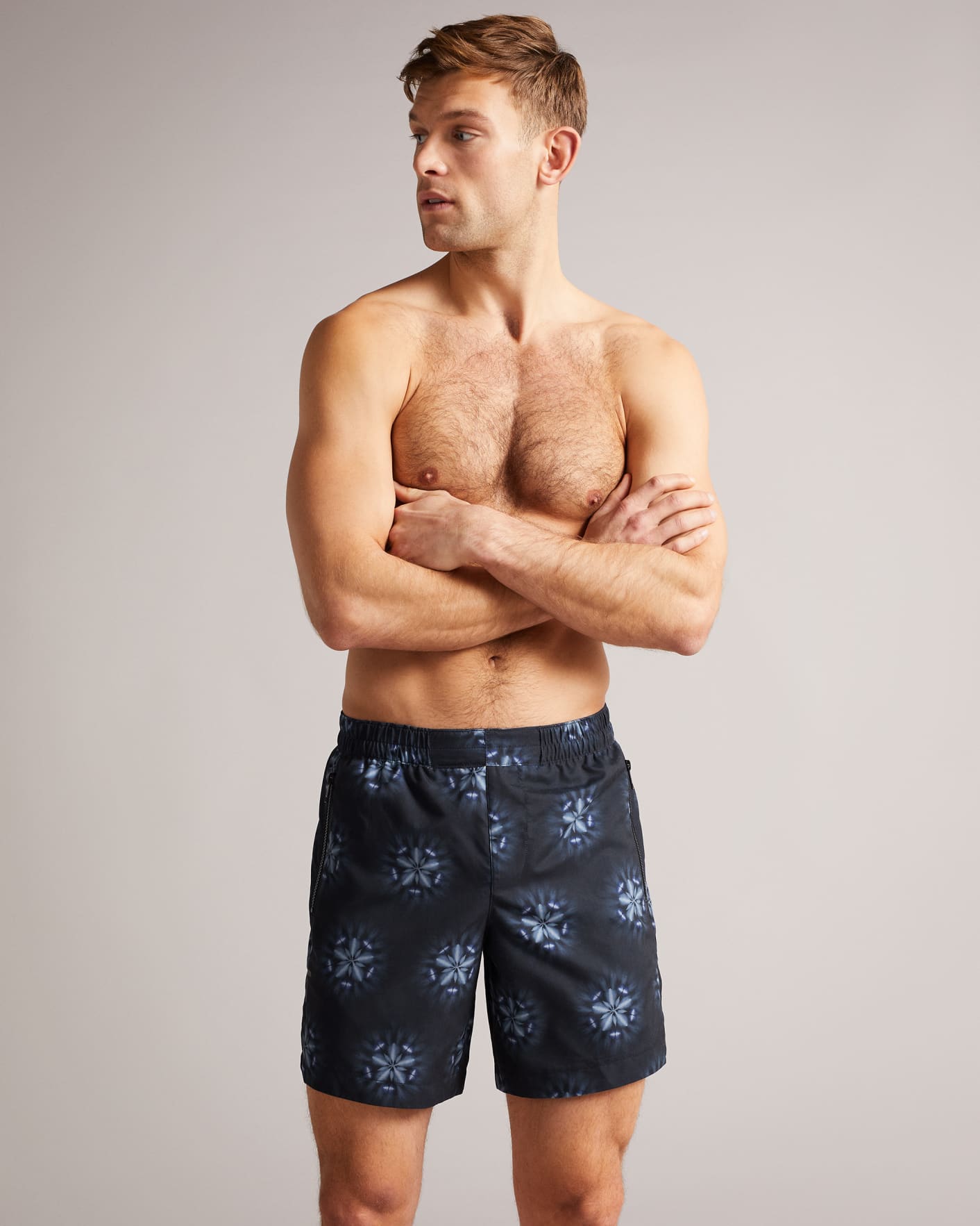 Black Circular Printed Swim Shorts Ted Baker