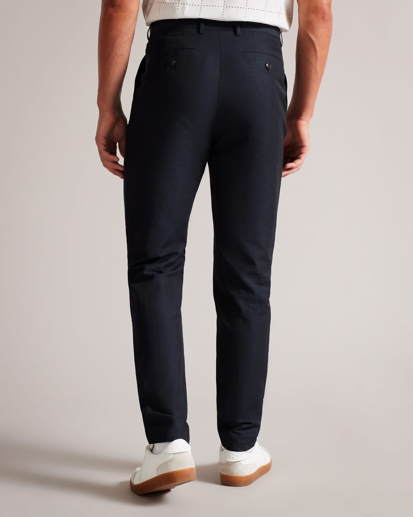 Navy Silk Look Trousers Ted Baker
