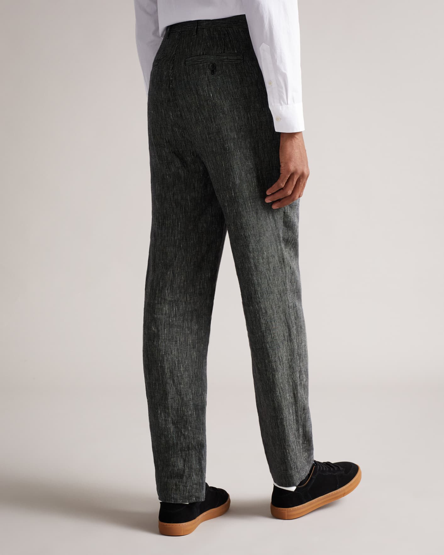 Black Straight Fit Fine Stripe Trousers Ted Baker