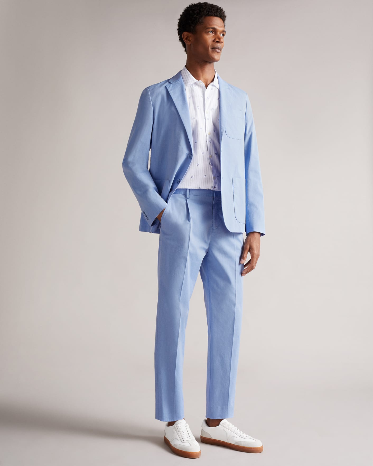 Blue Slim Fit Cotton Trousers Ted Baker