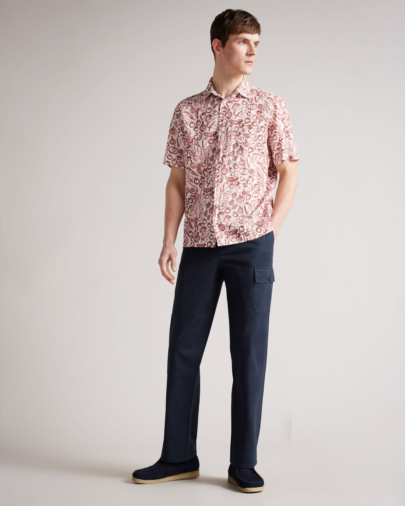 Navy Straight Fit Cargo Trousers Ted Baker