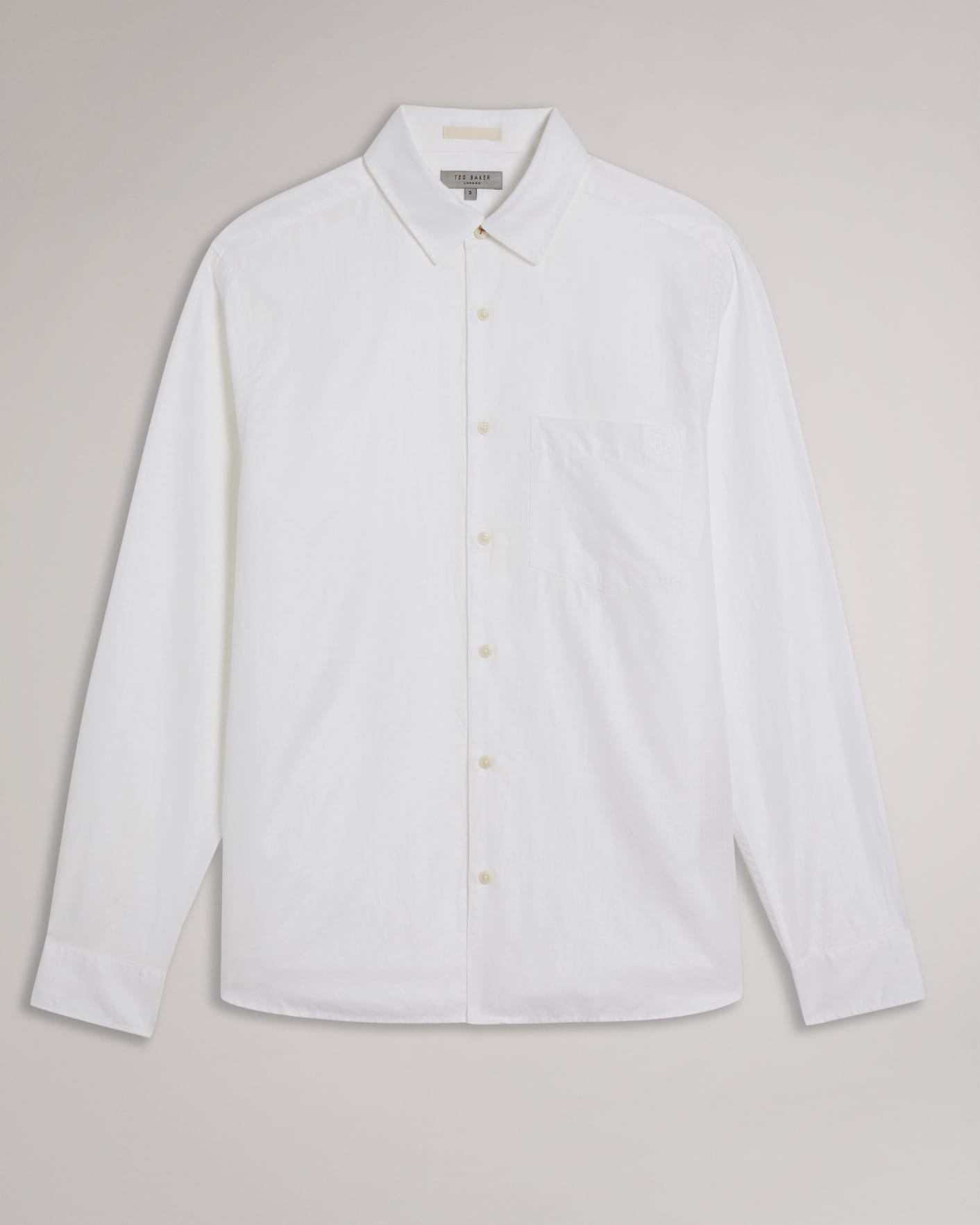 White Long Sleeve Linen Shirt Ted Baker