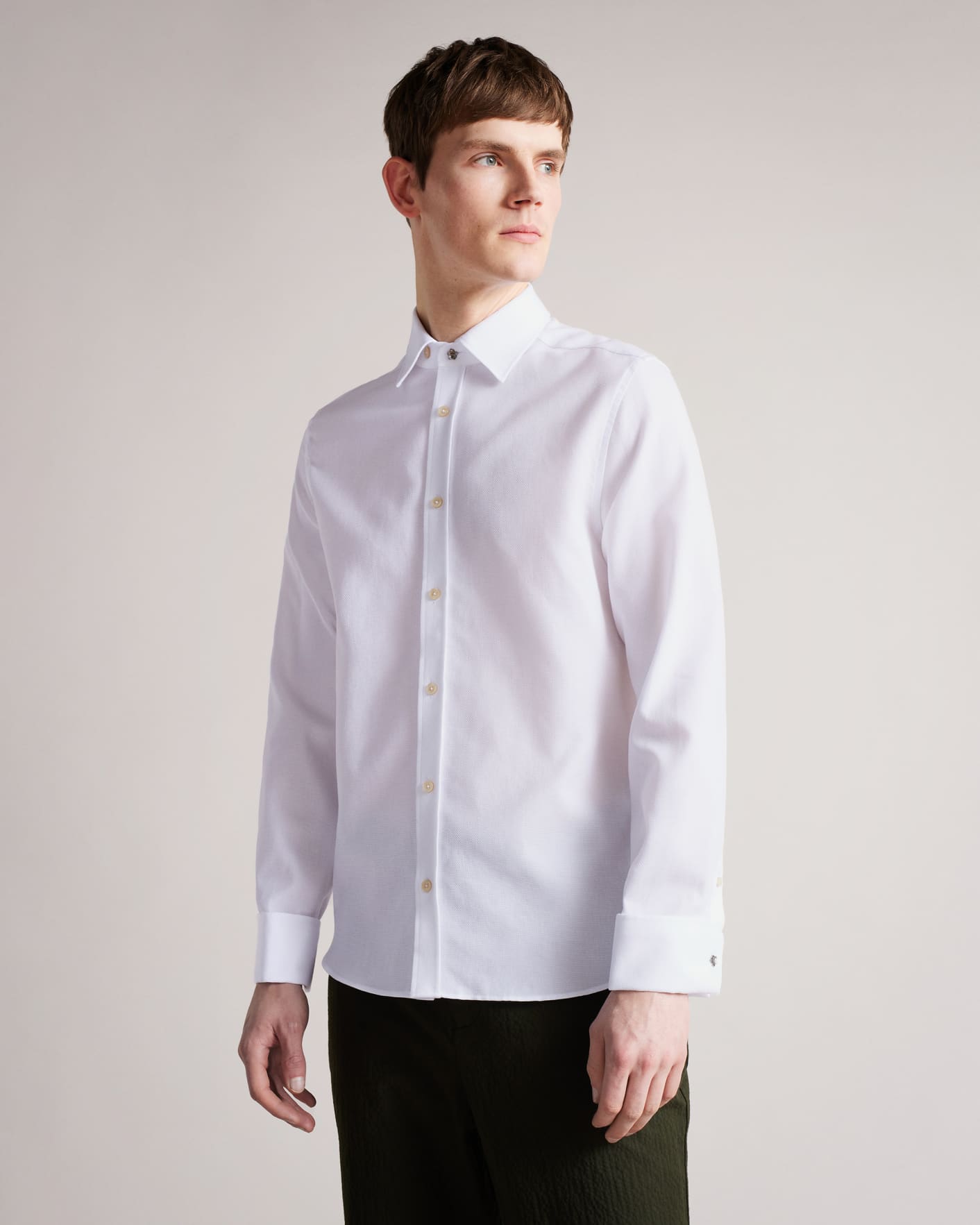 White Long Sleeve Detachable Collar Shirt Ted Baker
