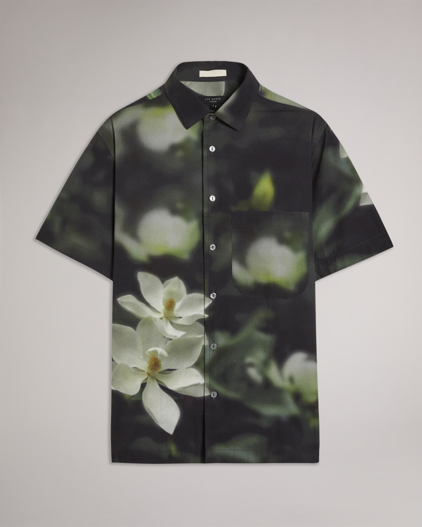Black Short Sleeve Photographic Floral Print Shirt Ted Baker