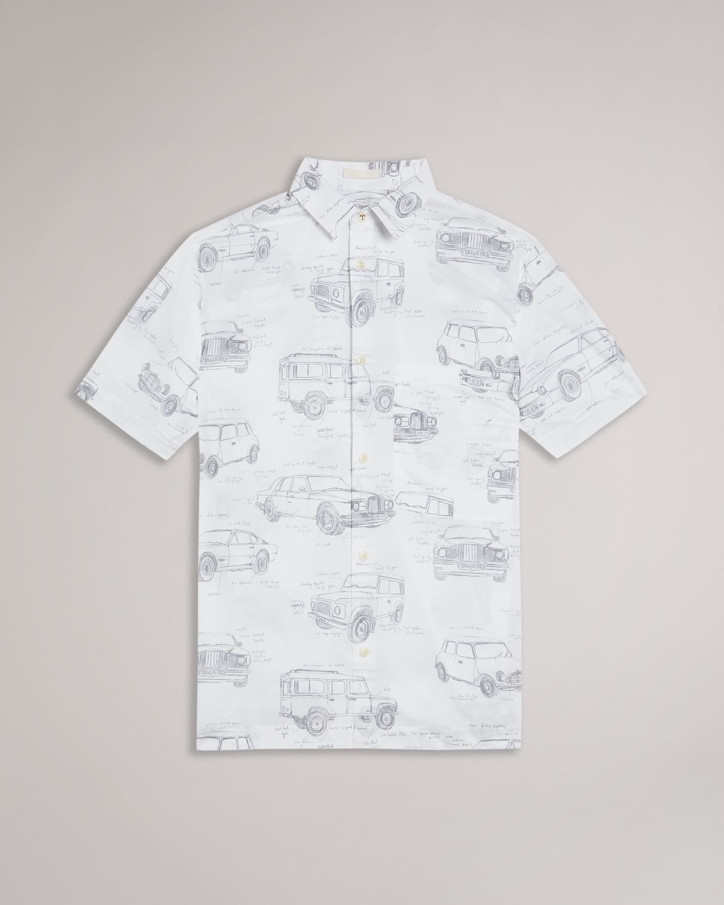 White Short Sleeve Printed Shirt Ted Baker