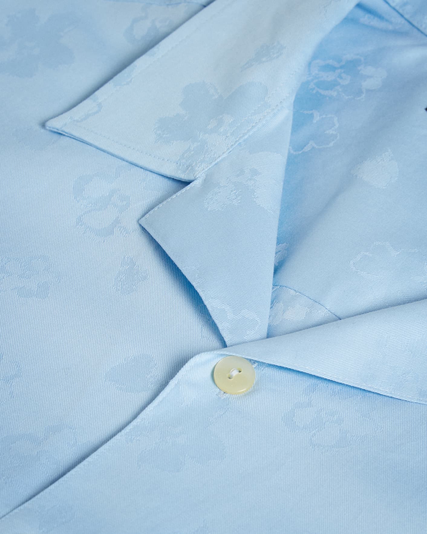 Light Blue Short Sleeve Floral Jacquard Shirt Ted Baker