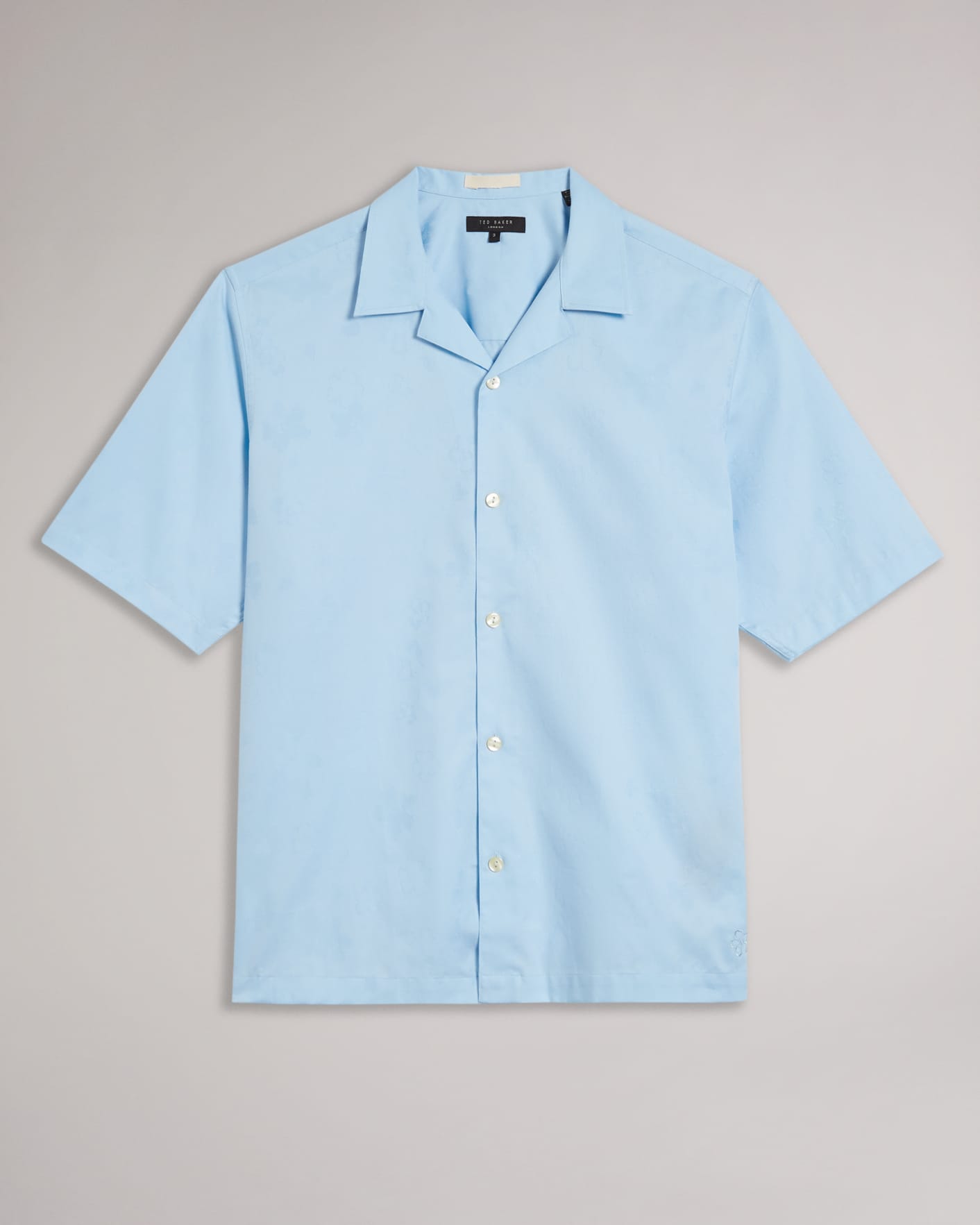 Light Blue Short Sleeve Floral Jacquard Shirt Ted Baker
